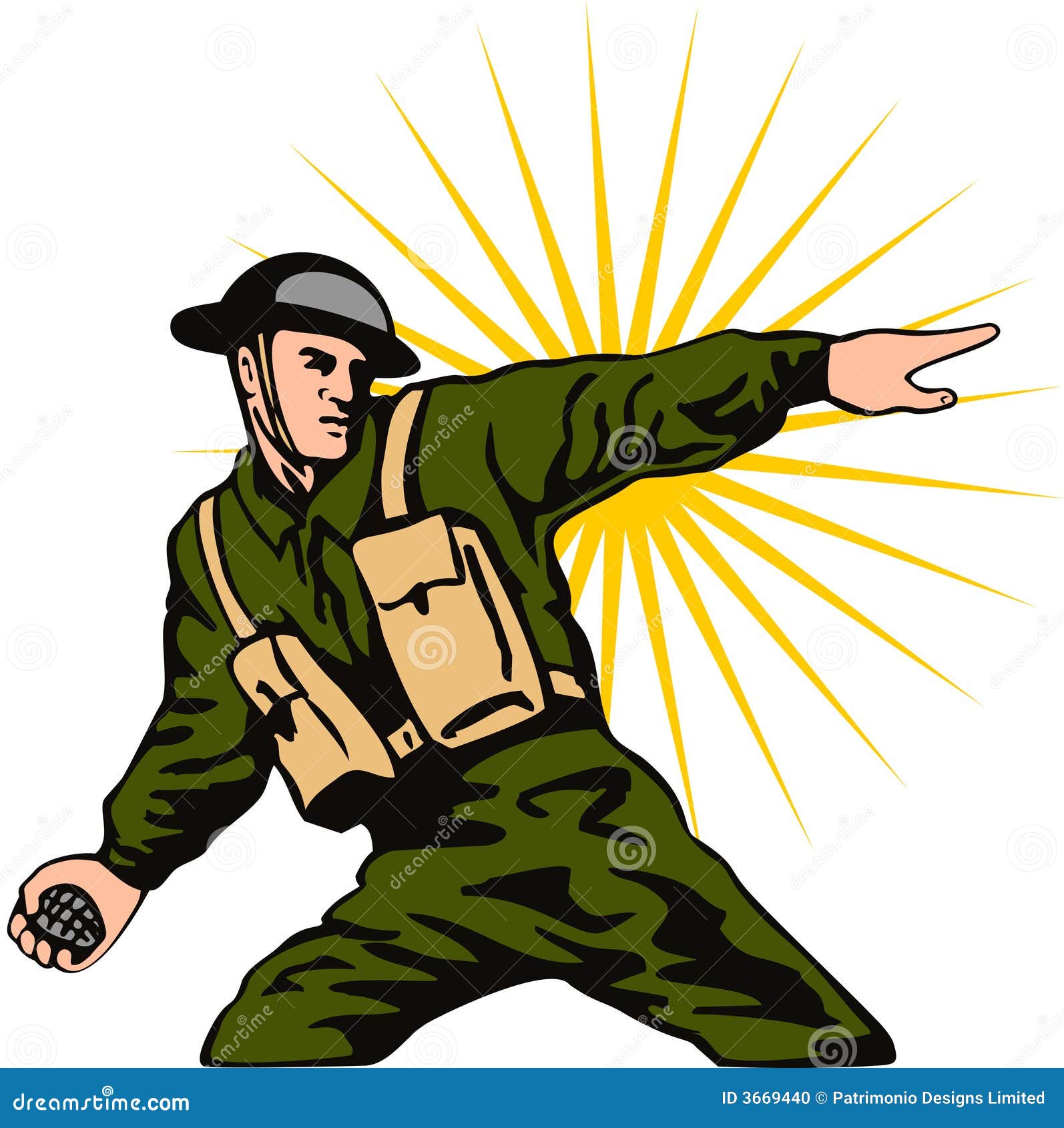 Soldier throwing a grenade stock vector. Illustration of stance 3669440