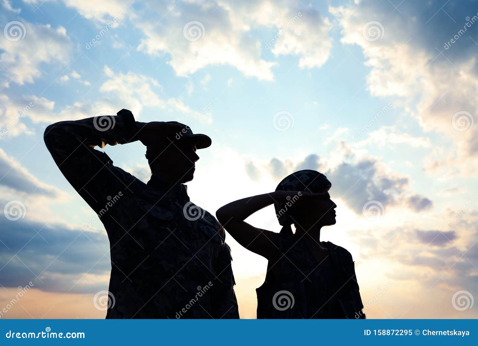 soldiers in uniform saluting. military service