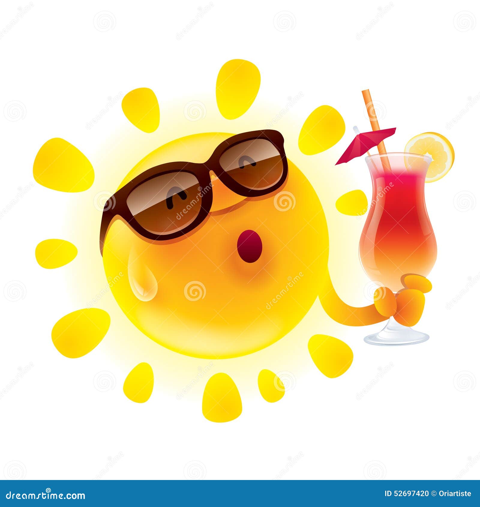Sole Di Estate Con Il Cocktail Illustrazione Vettoriale Illustrazione