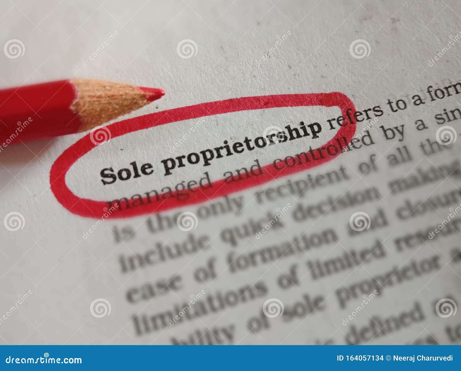 sole proprietorship bussiness related terminology displayed on red colour covering text form