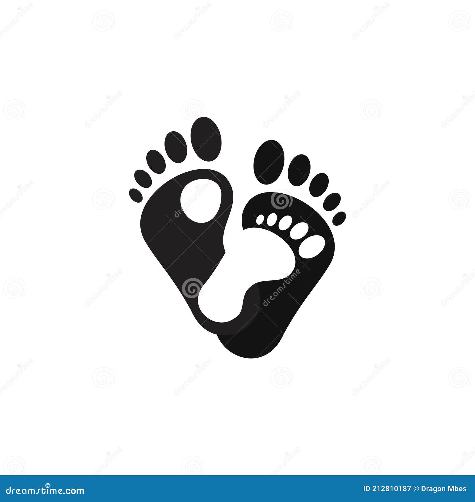 Silhouette Soles Feet on White Background Stock Vector Illustration