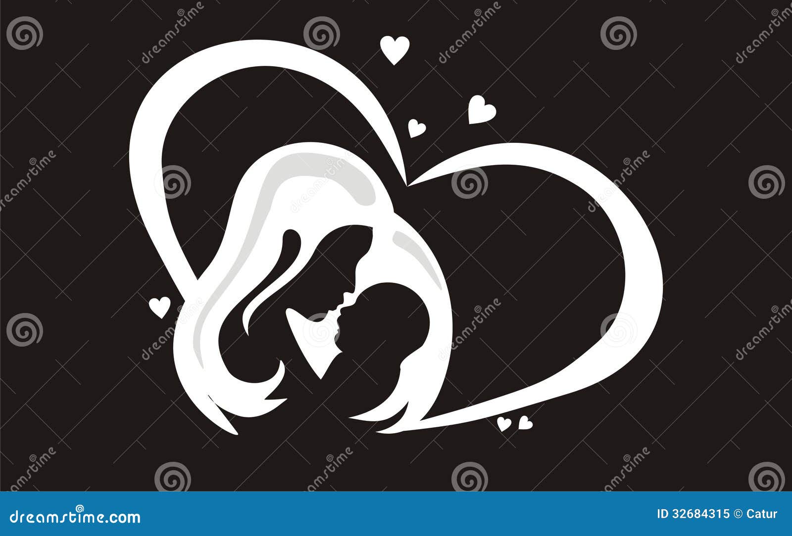 mother and baby clipart black and white