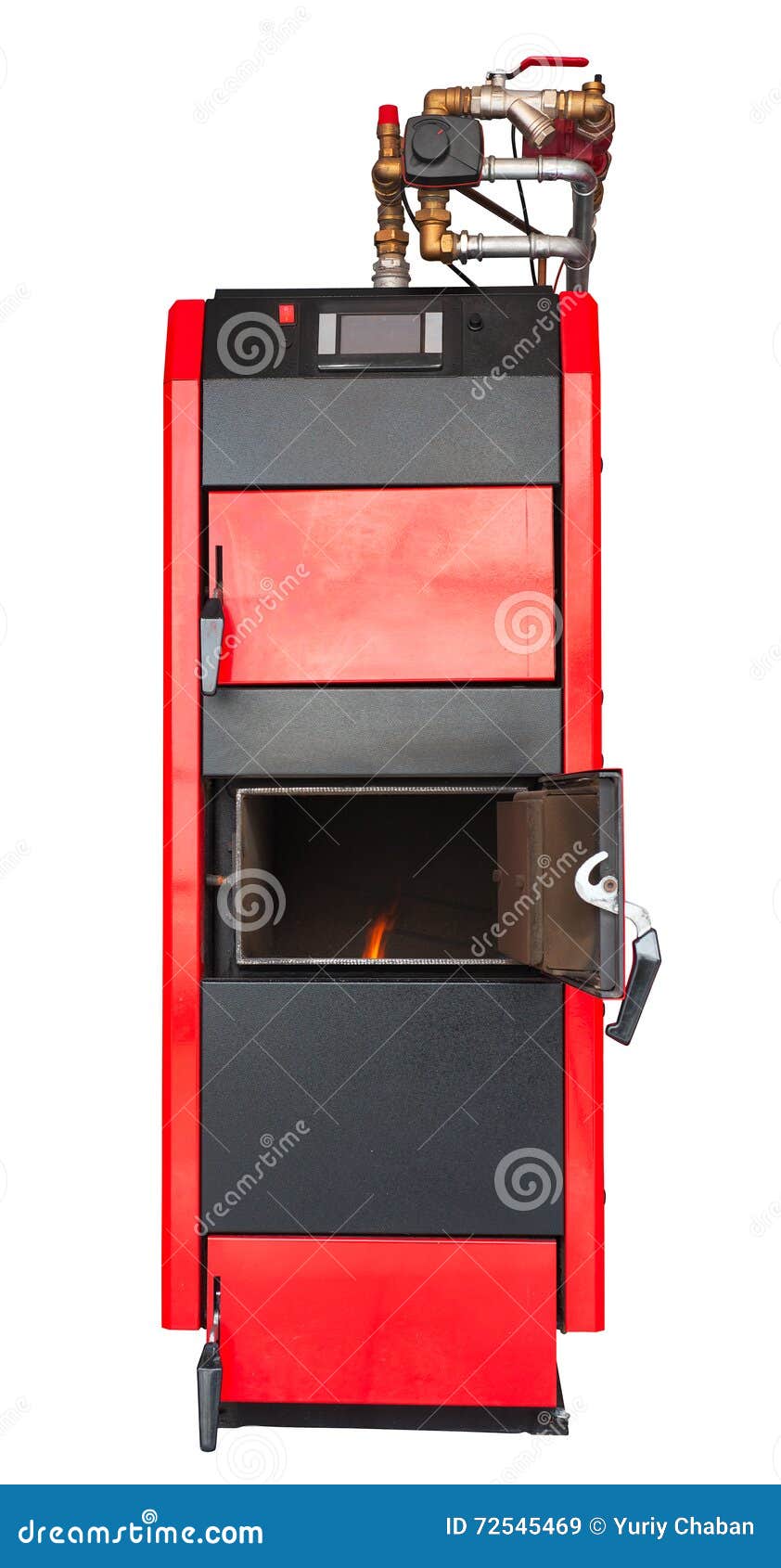 Solid fuel heating boiler stock image. Image of burner 72545469