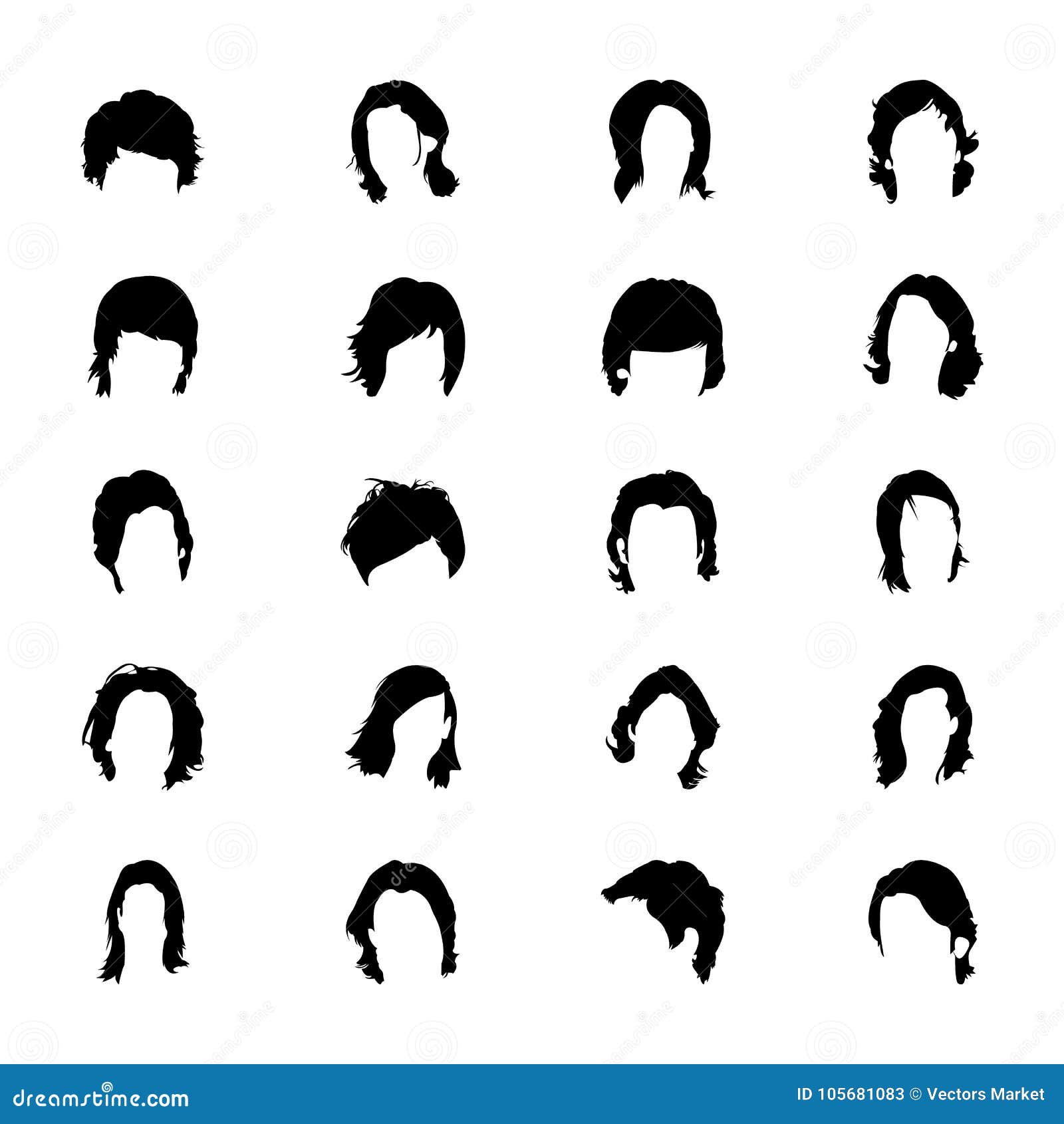 Solid Icon Designs of Hair stock illustration. Illustration of pixie -  105681083
