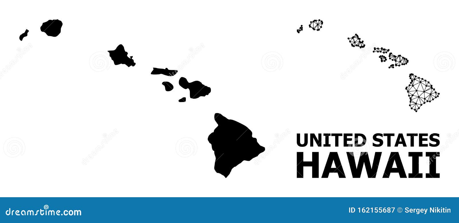 Solid and Mesh Map of Hawaii State Stock Vector Illustration of
