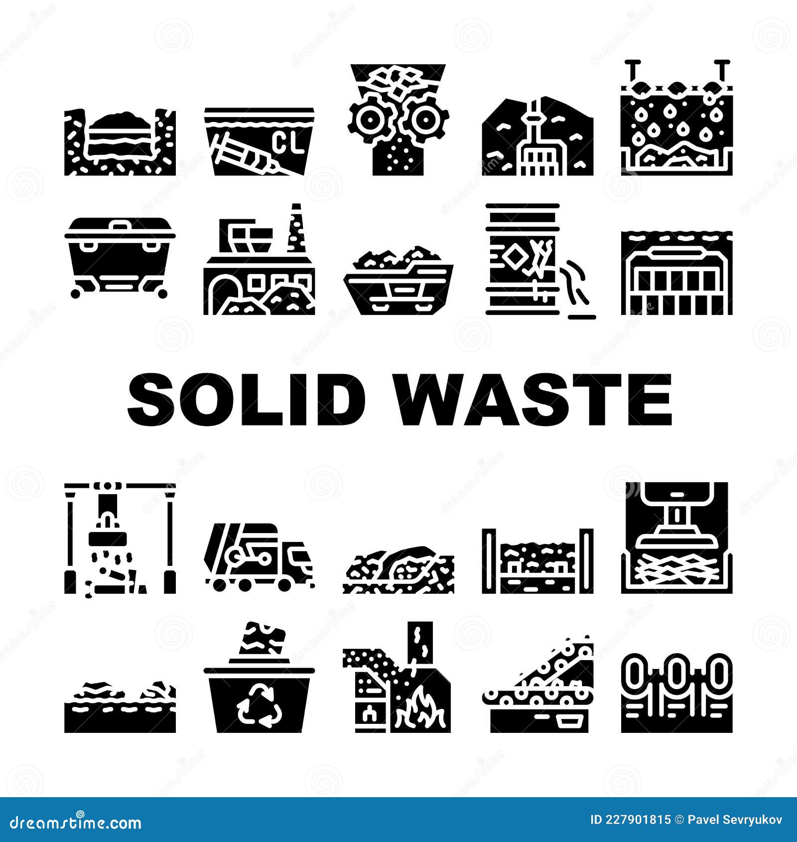 Solid Waste Management Business Icons Set Vector Stock Vector