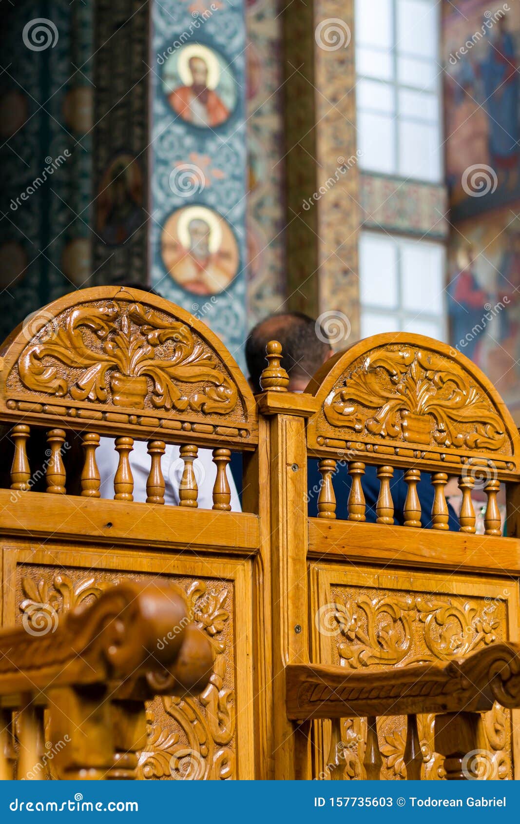 Solid Wood Chairs in the Church Stock Image - Image of interior, church
