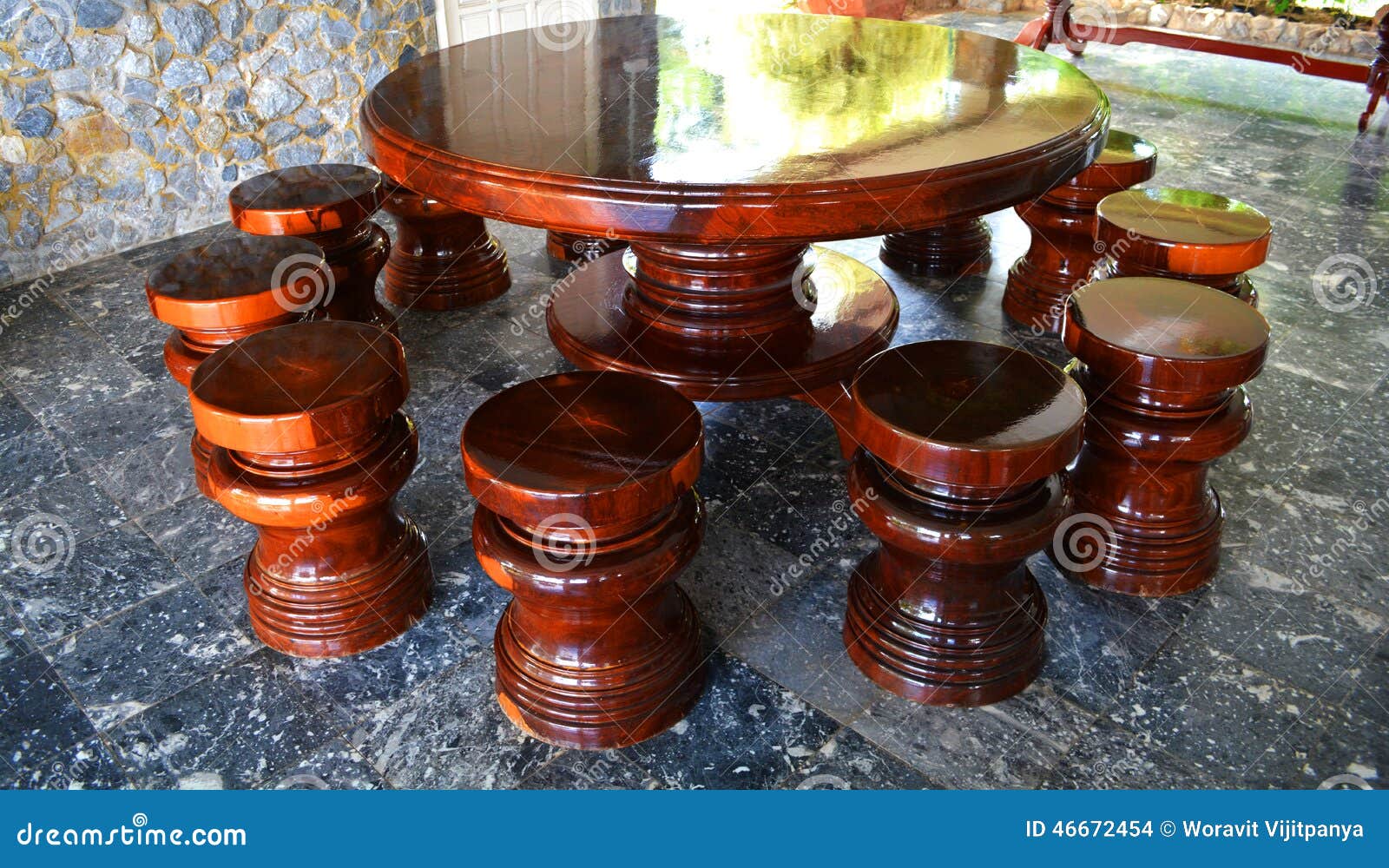 Solid Wood Kitchen Table Set Stock Photo Image of furniture, crafts