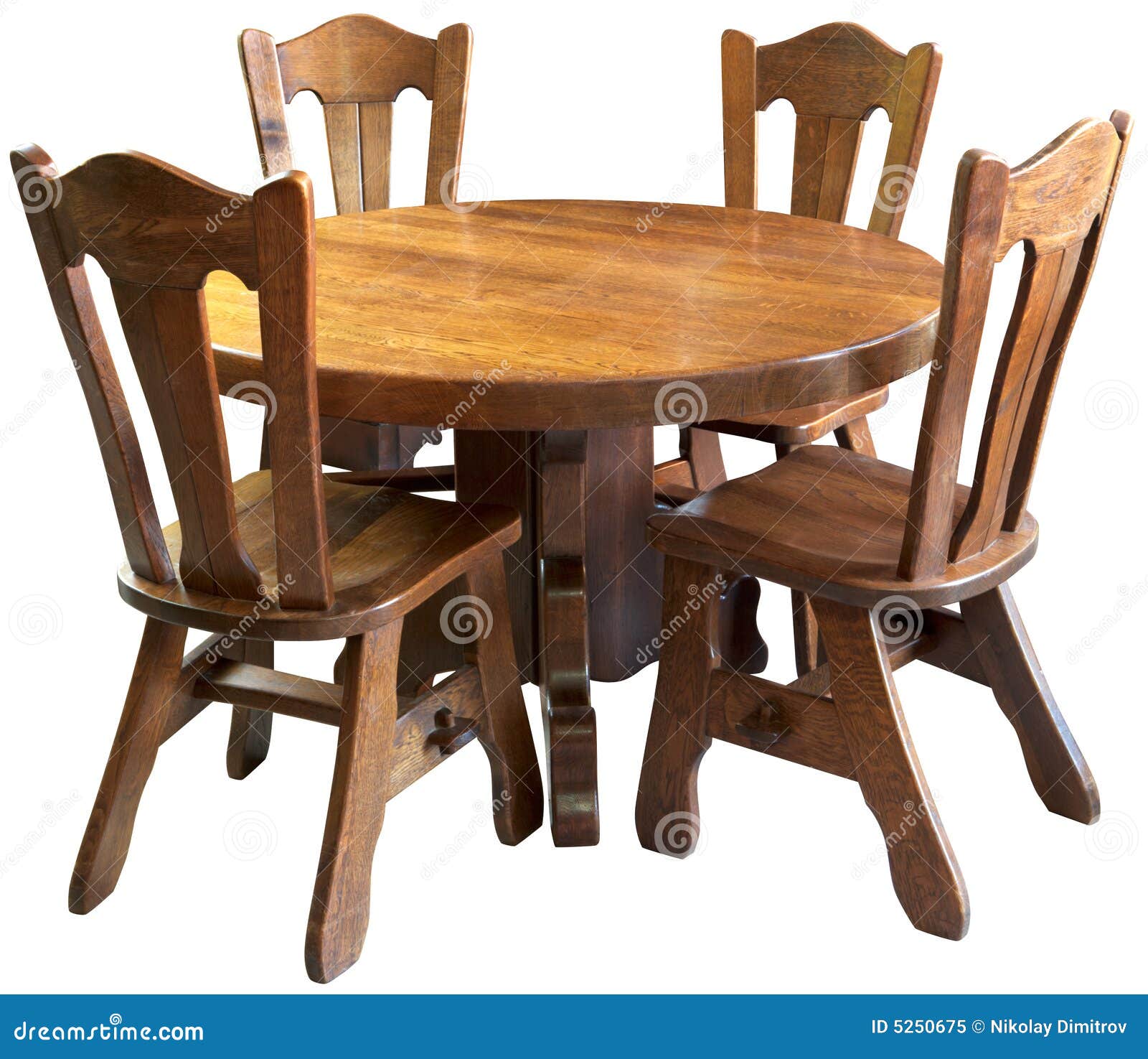 Solid Wood Kitchen Table Set, Isolated Stock Image  Image: 5250675