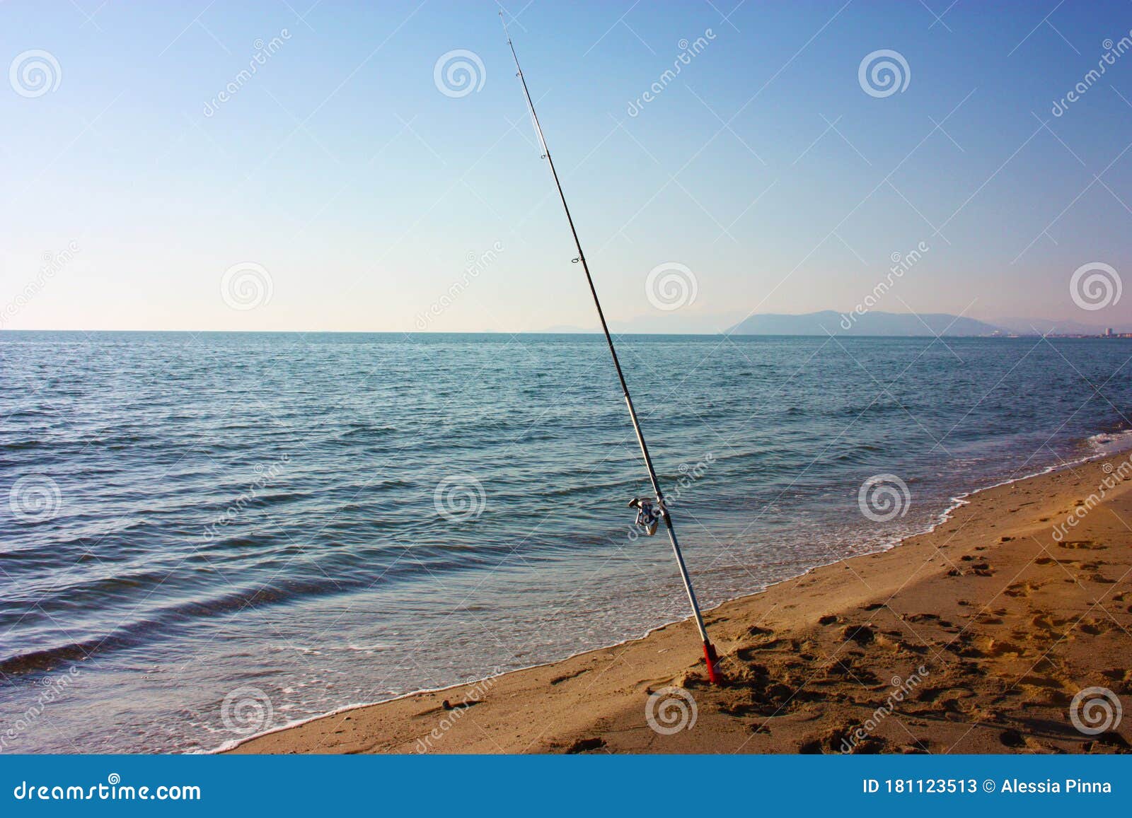 A Solitary Fishing Rod Rises from the Ground on Which it is