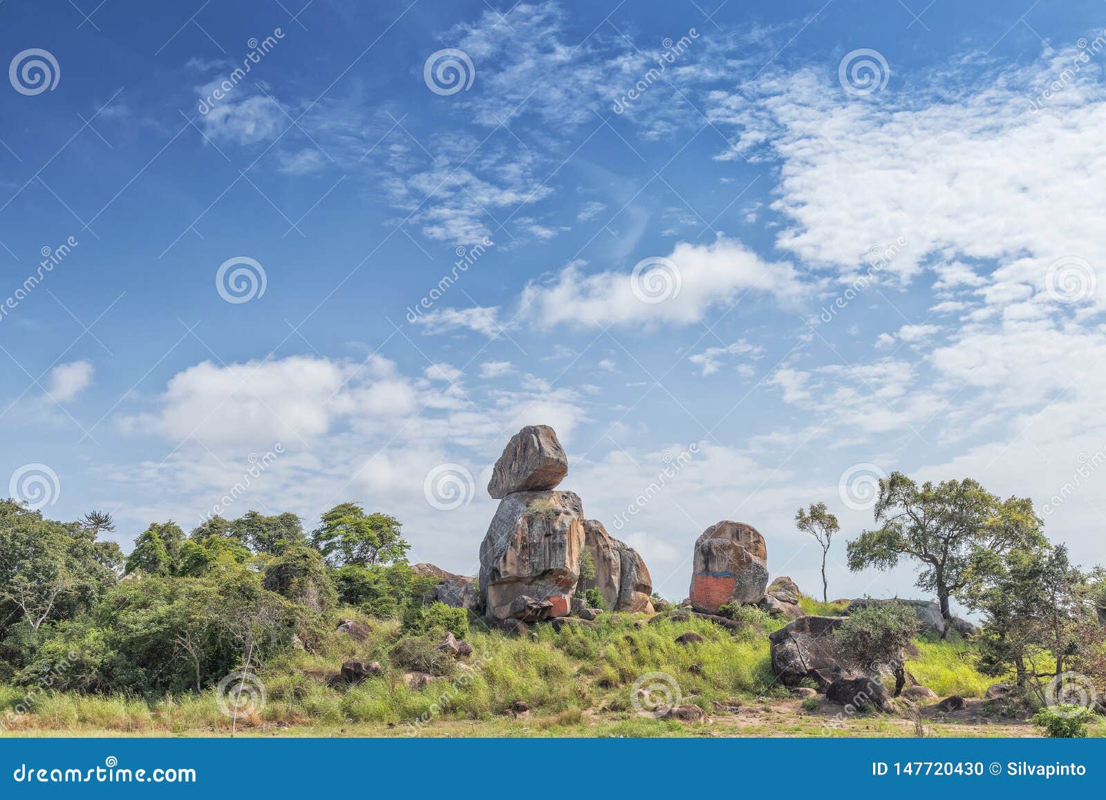 solitary stones inserted in the african vegetation on the way to northern angola. soyo. africa