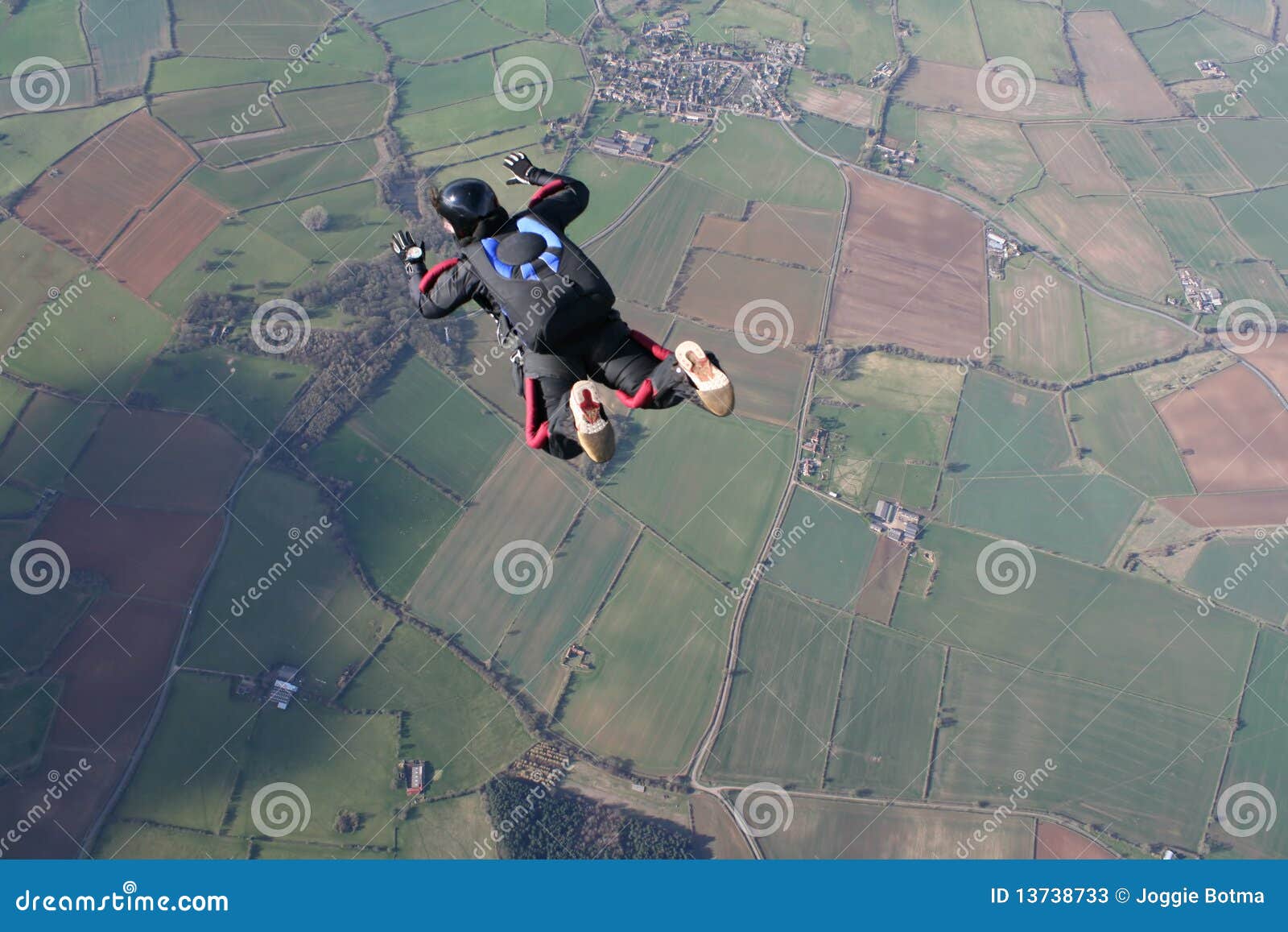 solo skydiver in freefall
