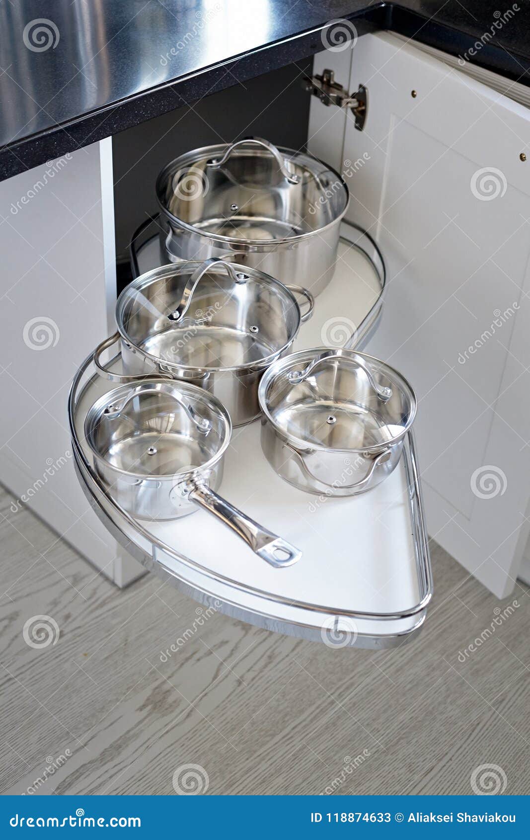 Solution for a Kitchen Corner Storage in Cupboard Stock Image Image