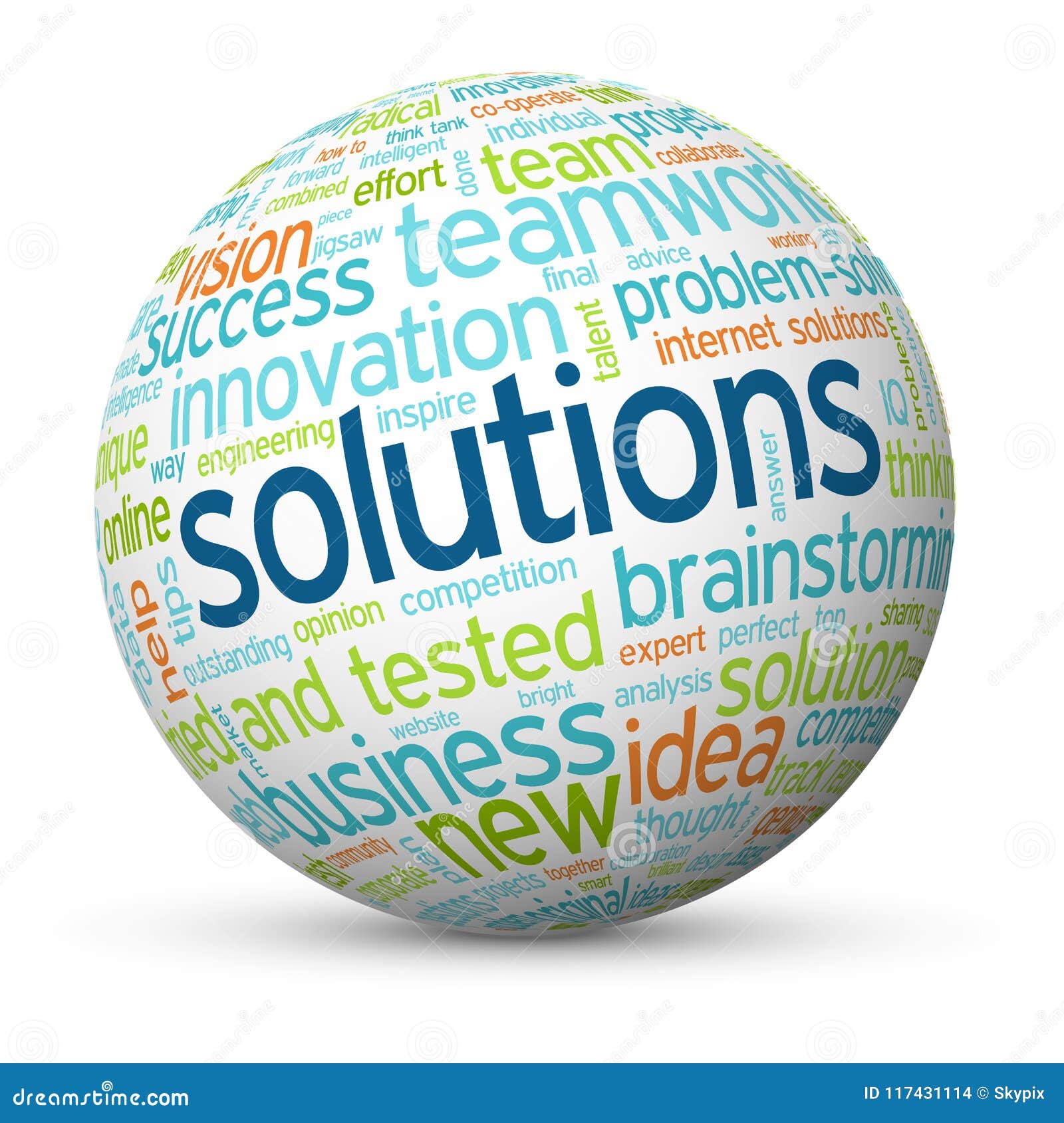solutions tag cloud mapped onto a sphere
