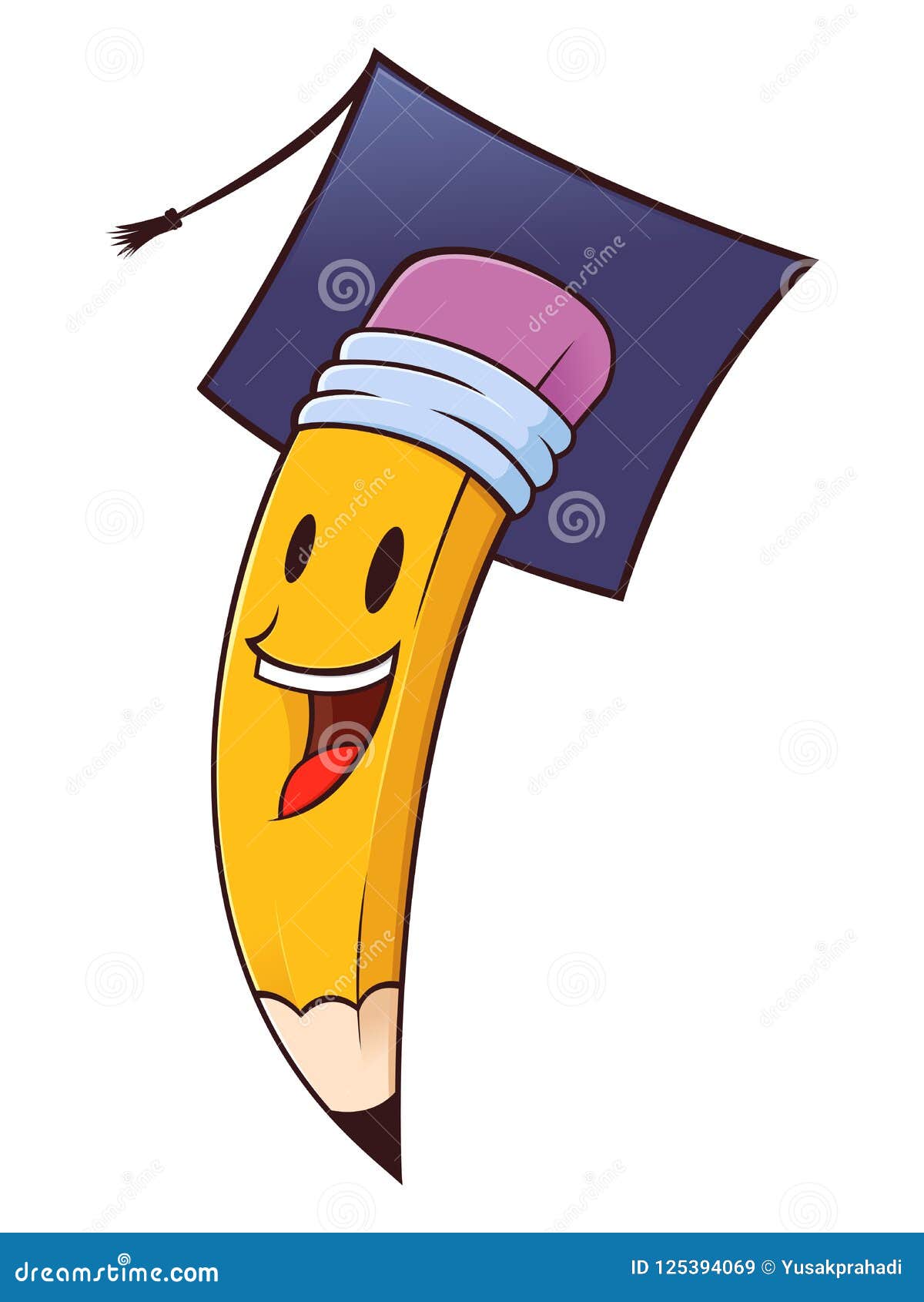 Sombrero De La Graduación Del Personaje De Dibujos Animados Del Lápiz Que  Lleva Ilustración del Vector - Ilustración de aprendizaje, alegre: 125394069