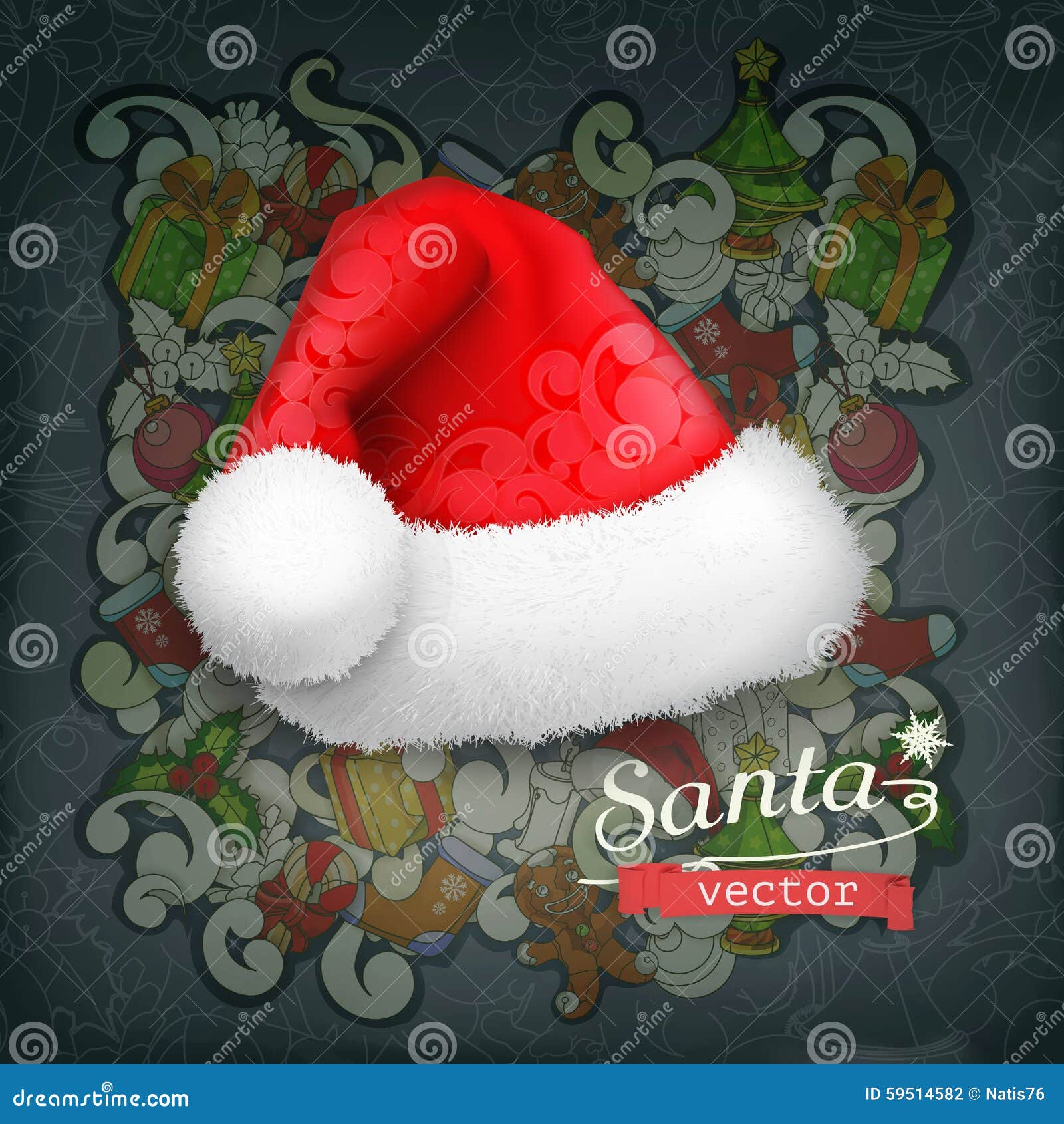 Sombrero de Santa Claus, icono del vector