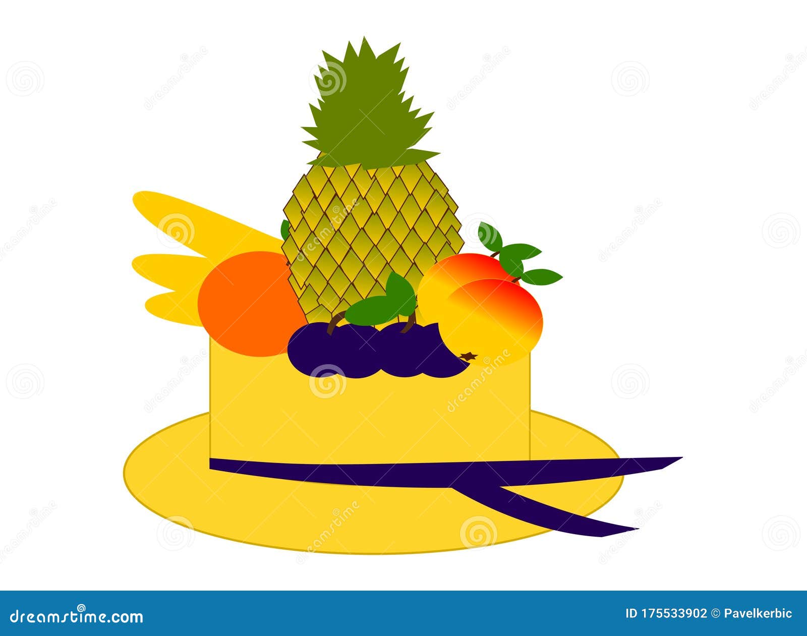 Sombrero De Verano Con Arte Digital De Frutas Stock ilustración - Ilustración de tropical, anaranjado: 175533902