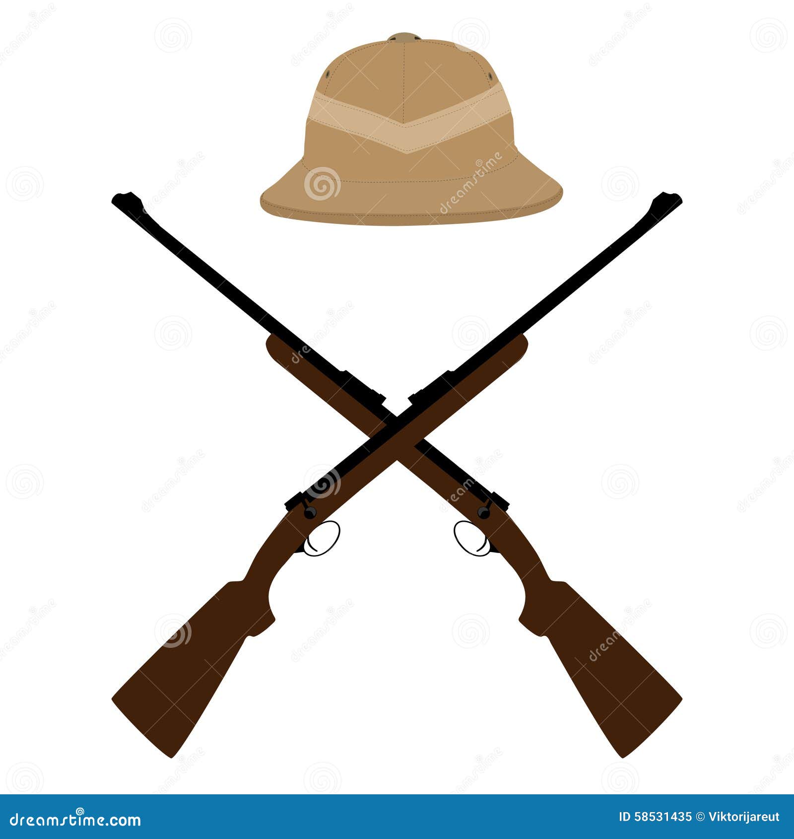 comerciante vela Fascinante Sombrero Del Safari Y Rifles Cruzados Stock de ilustración - Ilustración de  pista, fusiles: 58531435