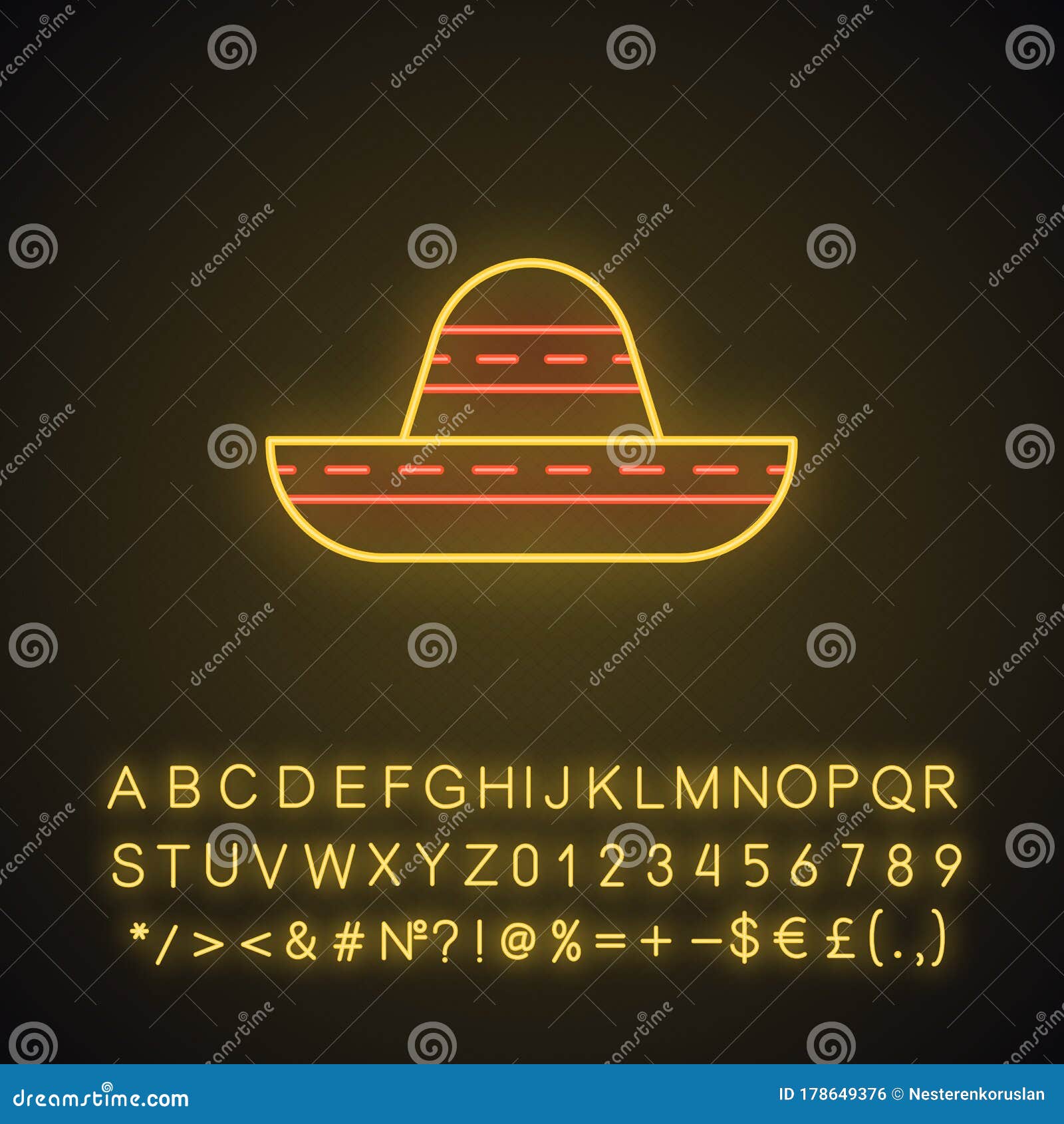sombrero neon light icon