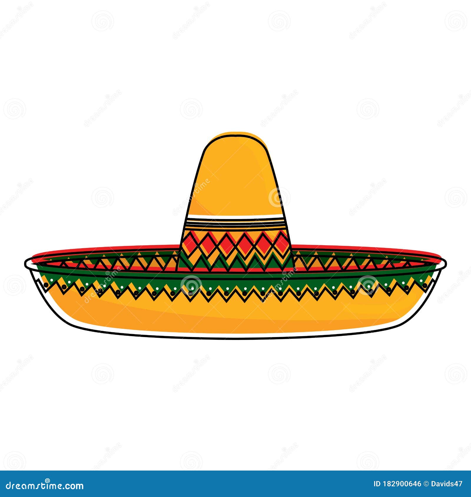 Escupir Ordinario Verdulero Sombrero Tradicional Mexicano Aislado Ilustración del Vector - Ilustración  de manera, mexicano: 182900646