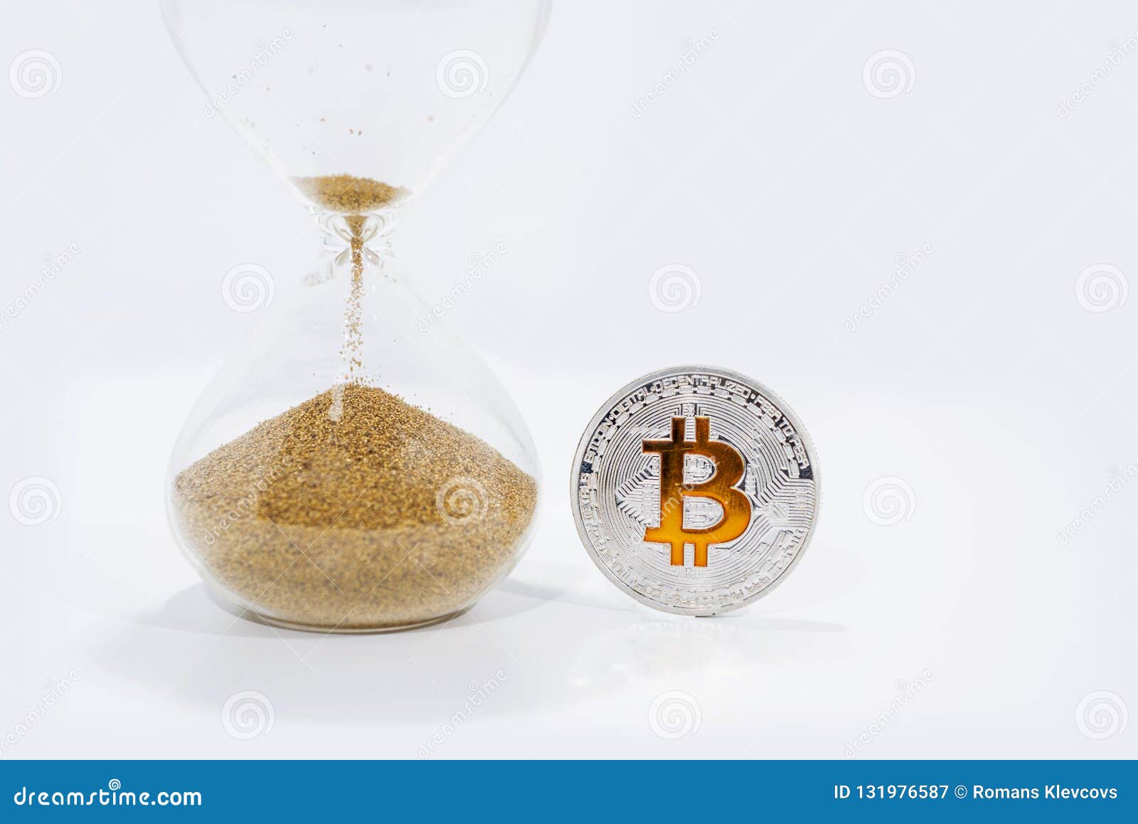 Some Big Crypto Currency Coins With Sand Clock Stock Image ...