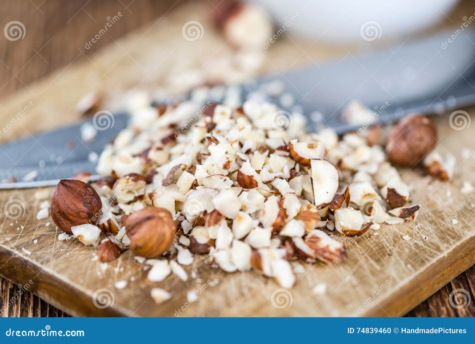 Some Chopped Hazelnuts On Wooden Background Stock Photo Image of