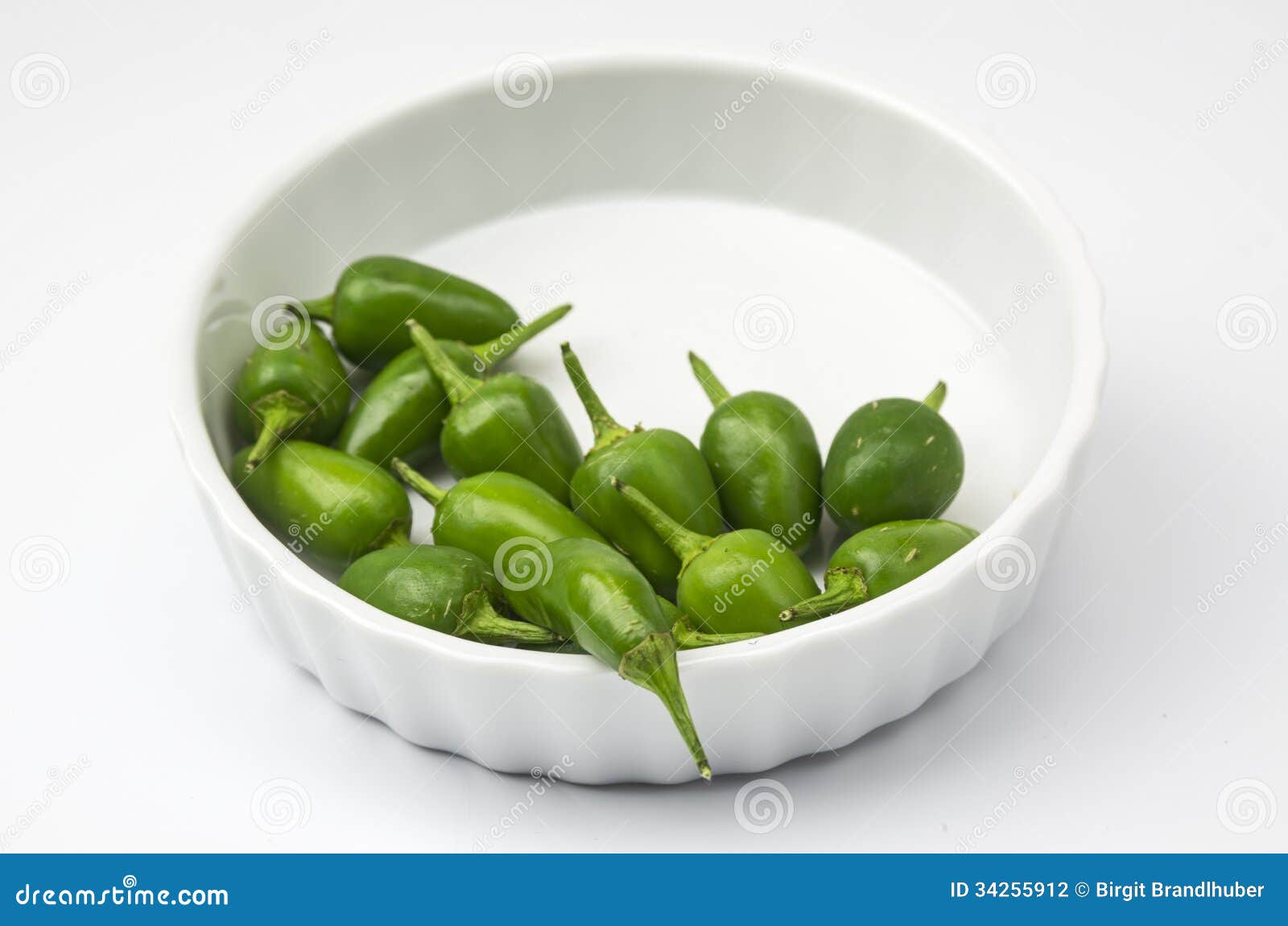 Some Green Chilis in a Bowl Stock Photo Image of chili, spicy 34255912