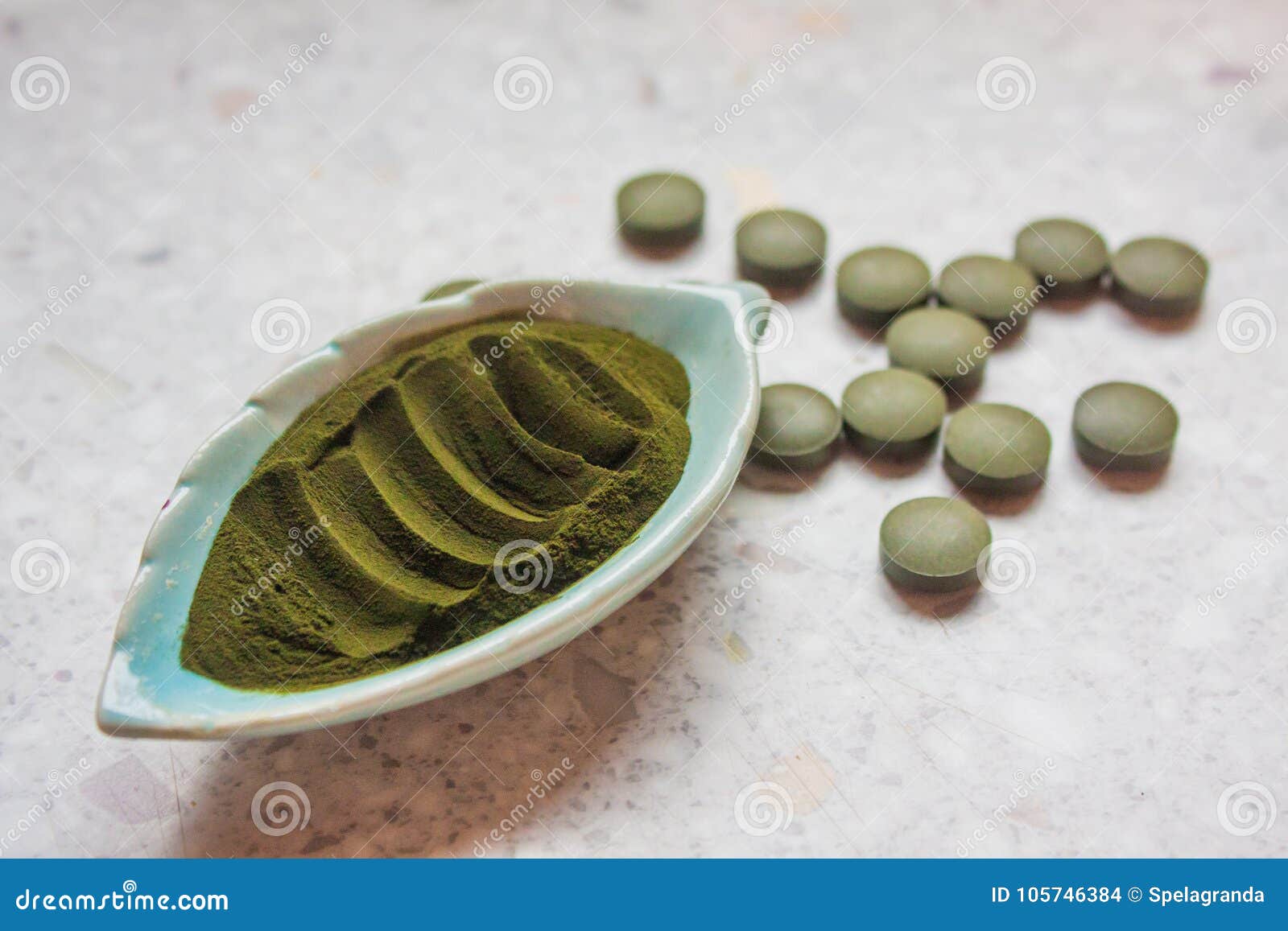 Some Green Chlorella Algae Supplements Stock Photo Image of isolated