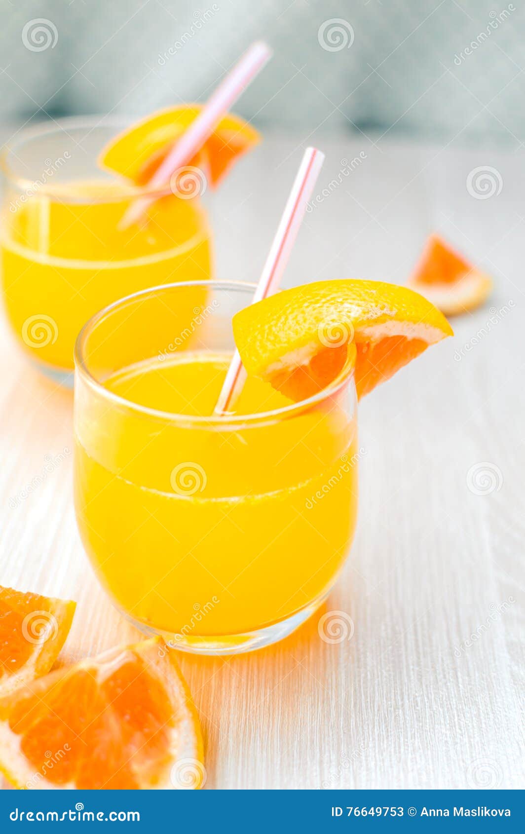 Some Orange Juice with Straw into Glass for Breakfast Stock Image ...