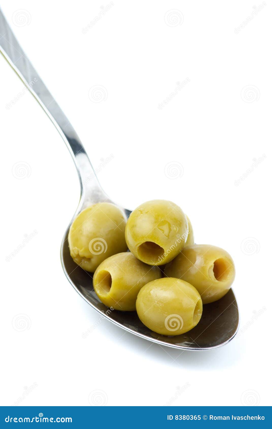 Some Pitted Green Olives in the Spoon Stock Image Image of olives