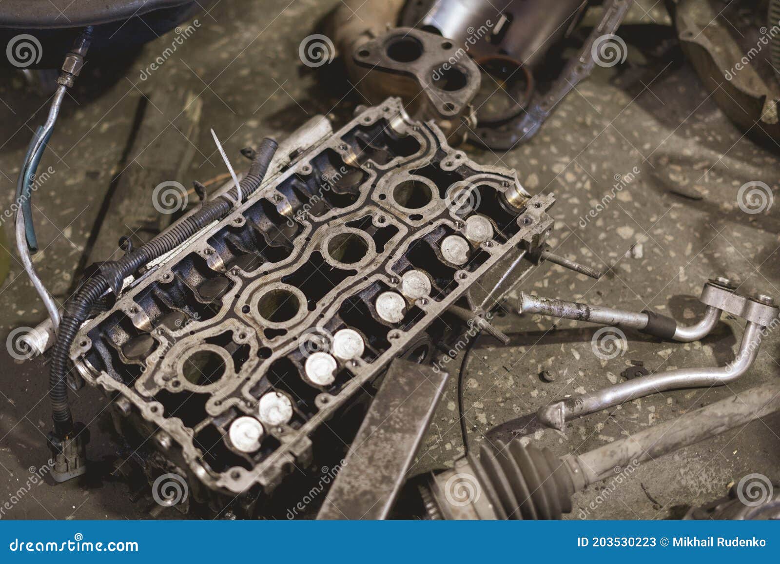 The Some Random Car Machine Parts and Details in Auto Service