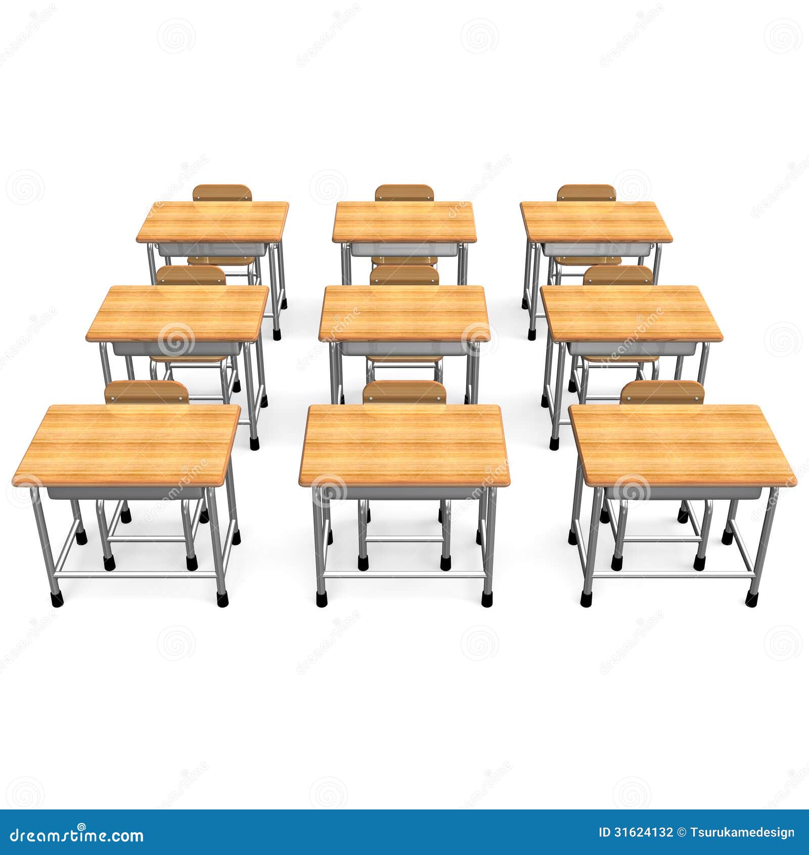 Some School Desk Front View Stock Illustration Illustration Of