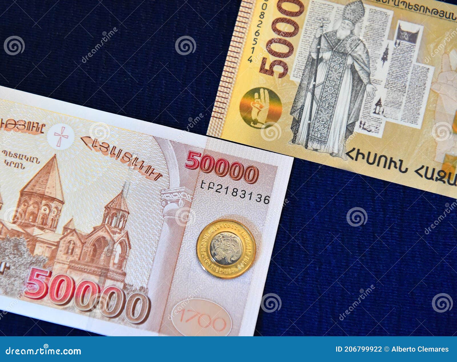 some tenge banknotes of armenia
