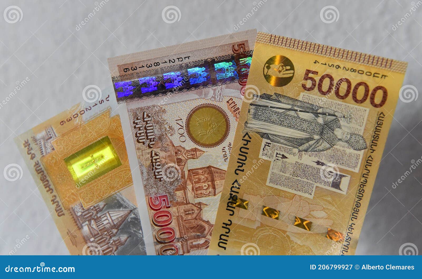 some tenge banknotes of armenia