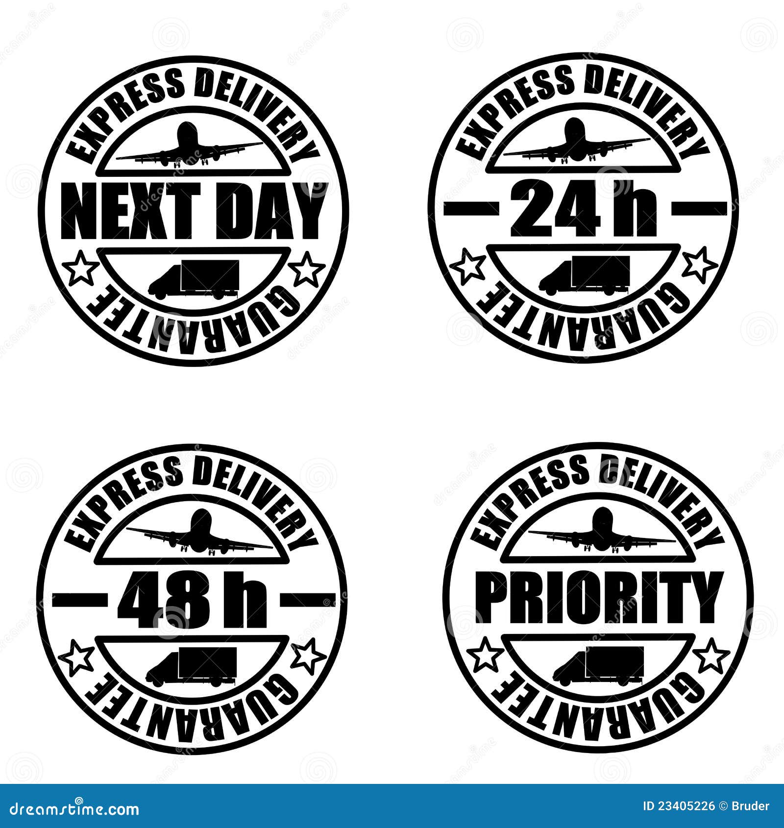 Some Types of Delivery Services Stamps Stock Vector Illustration of postman, shipping 23405226