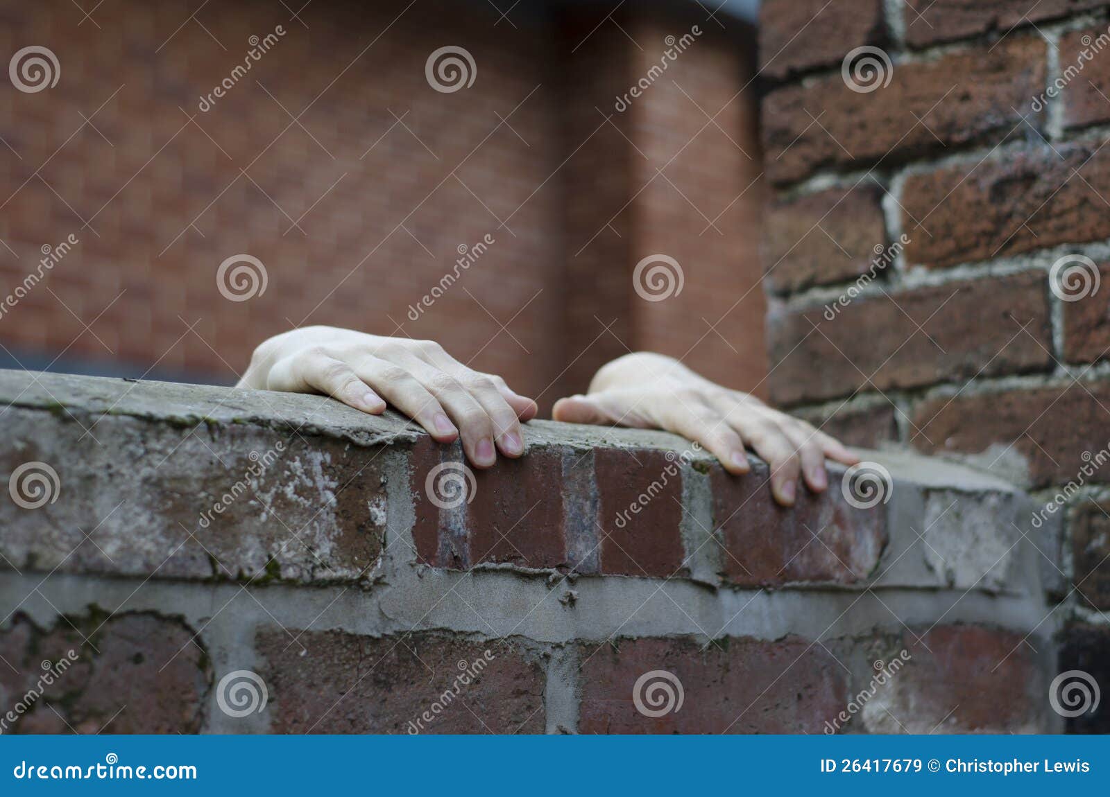 Someones Hands Gripping on To the Top of a Wall Stock Image Image of