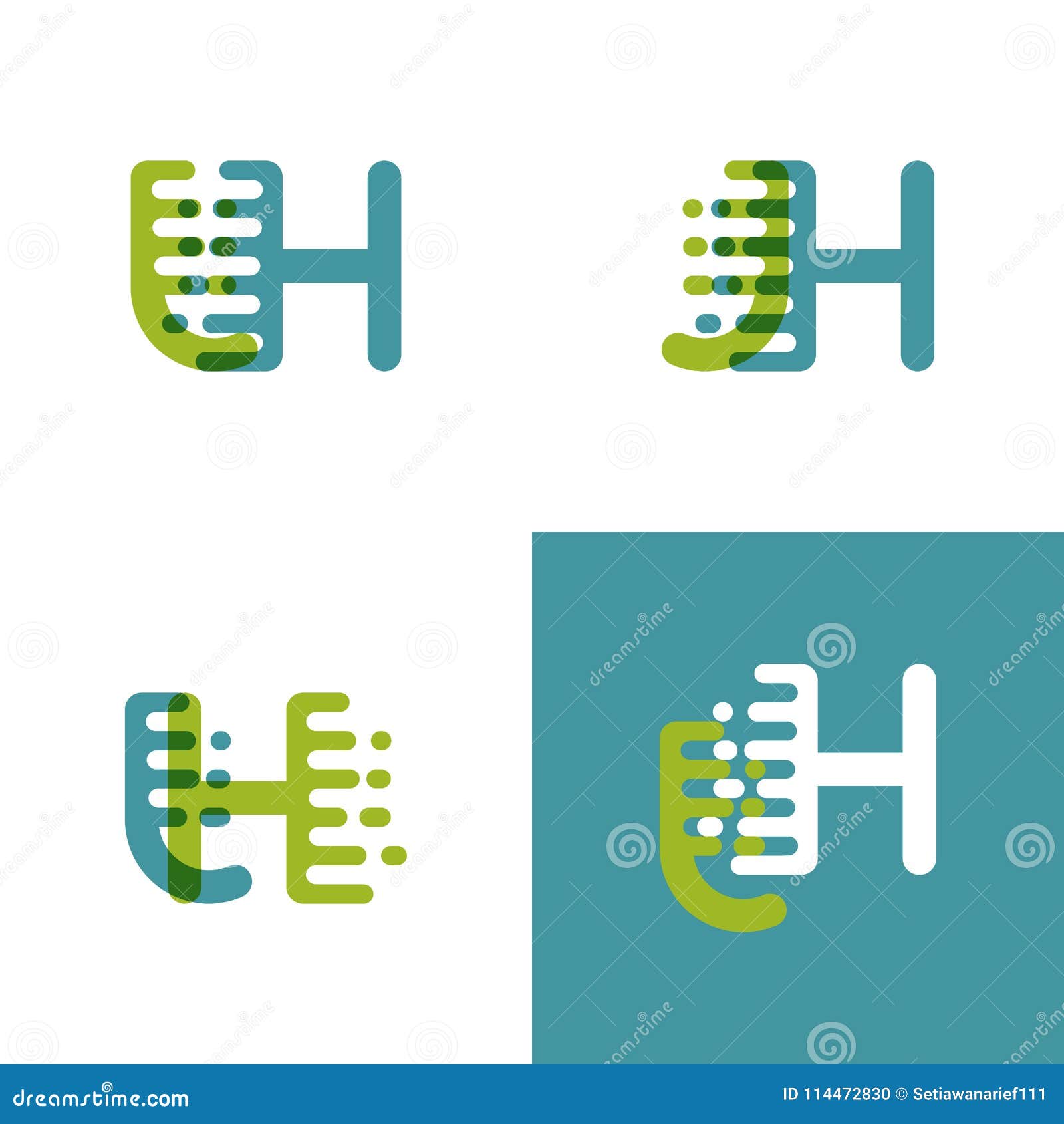 JH Letters Logo with Accent Speed in Light Green and Light Blue Stock ...