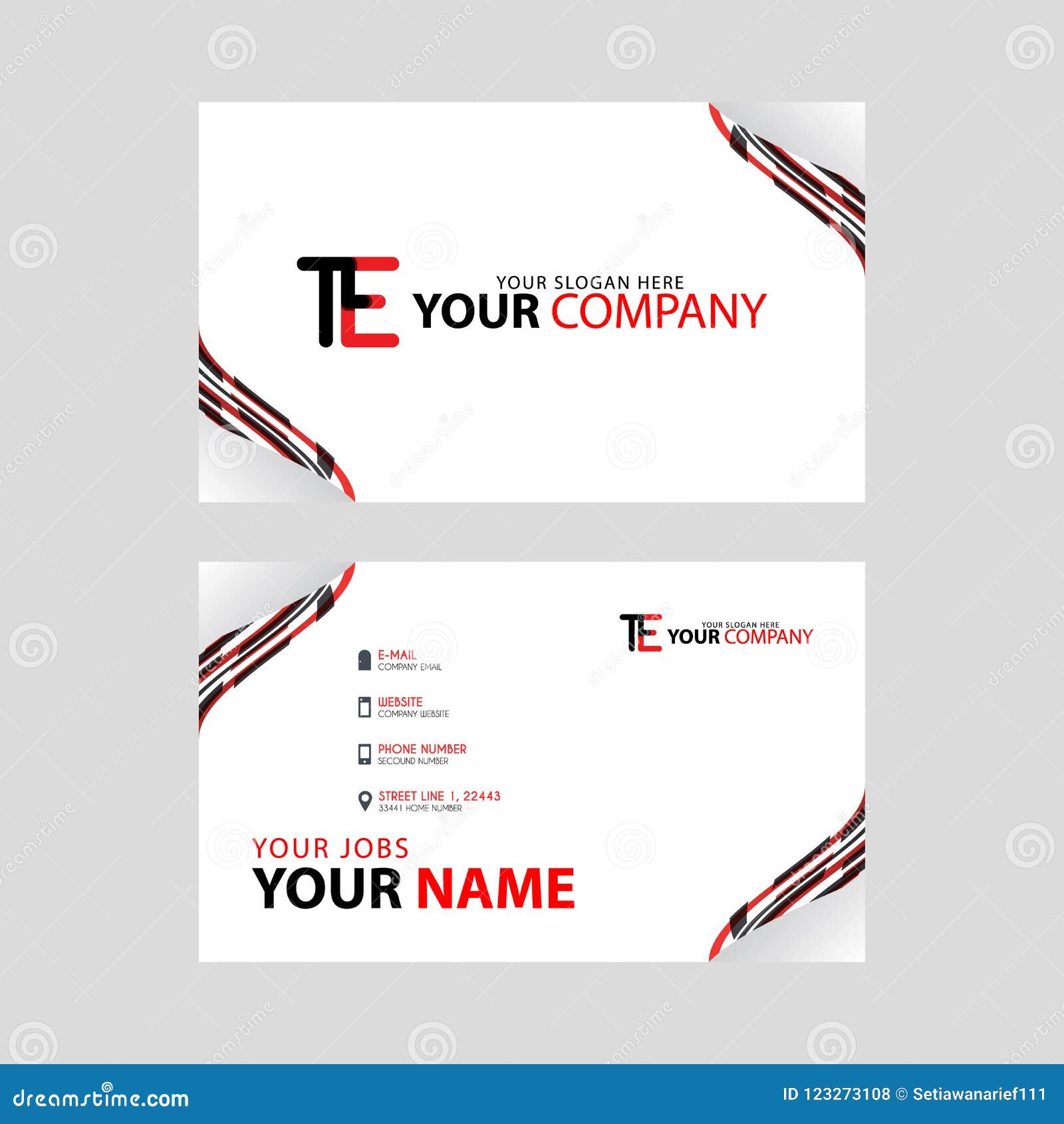 The TE Logo on the Red Black Business Card with a Modern Design is ...