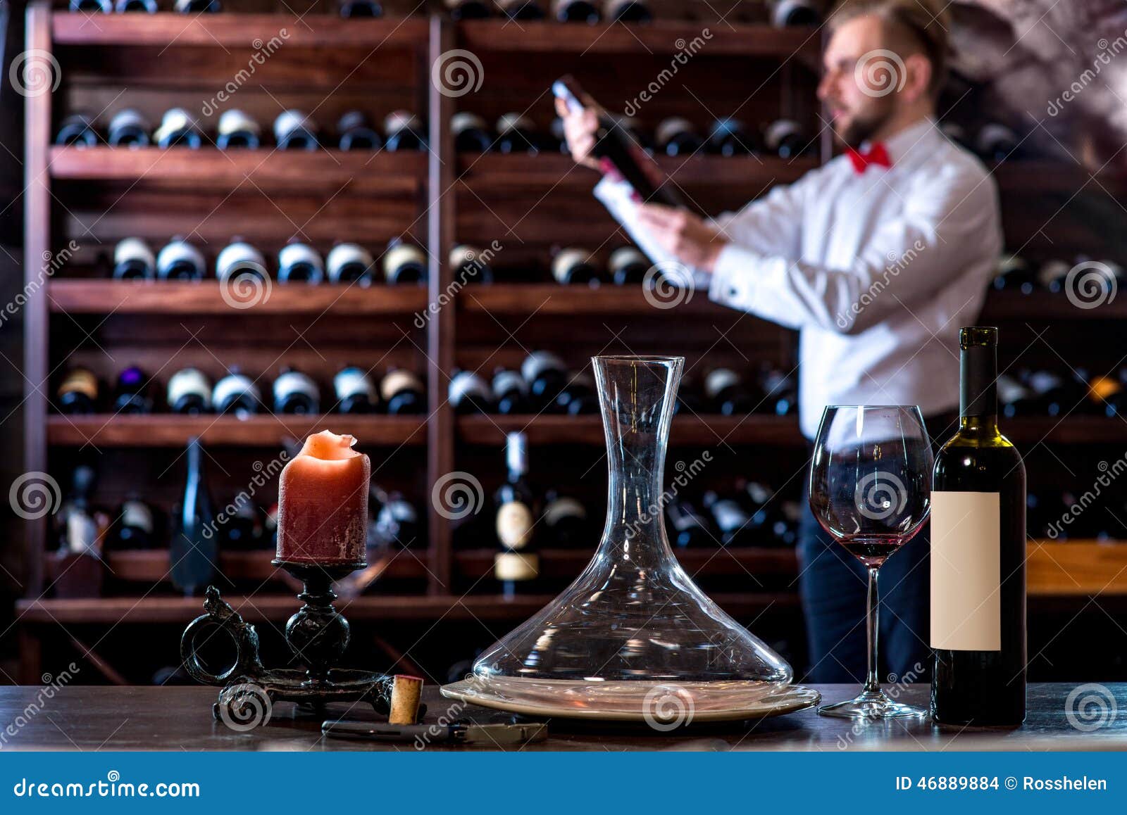 Sommelier in the Wine Cellar Stock Photo Image of suit, quality 46889884