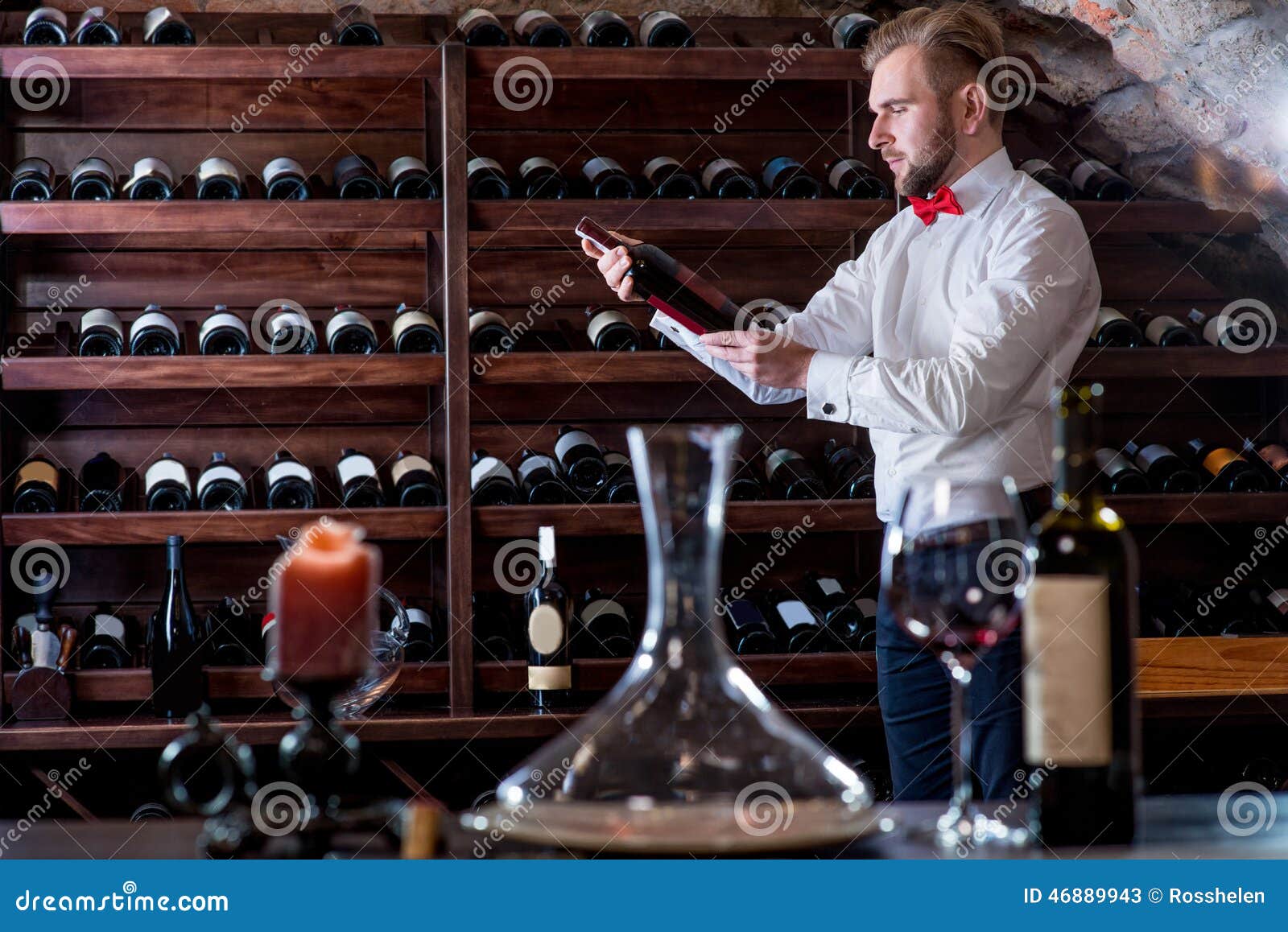 Sommelier in the Wine Cellar Stock Image Image of professional