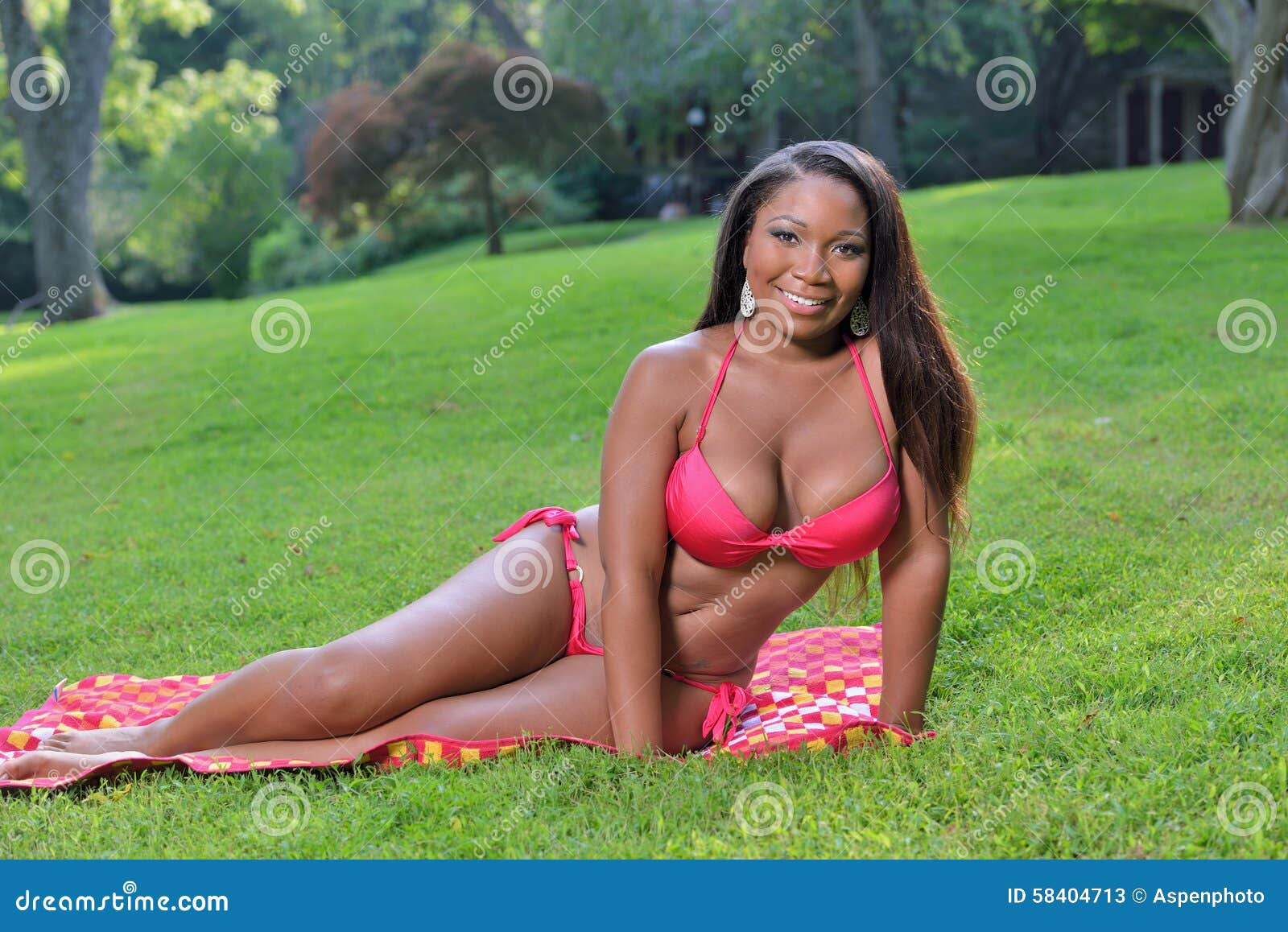 Sommer - Sexy Schwarze Frau Im Bikini Stockbild - Bild von amerikanisch,  gras: 58404713