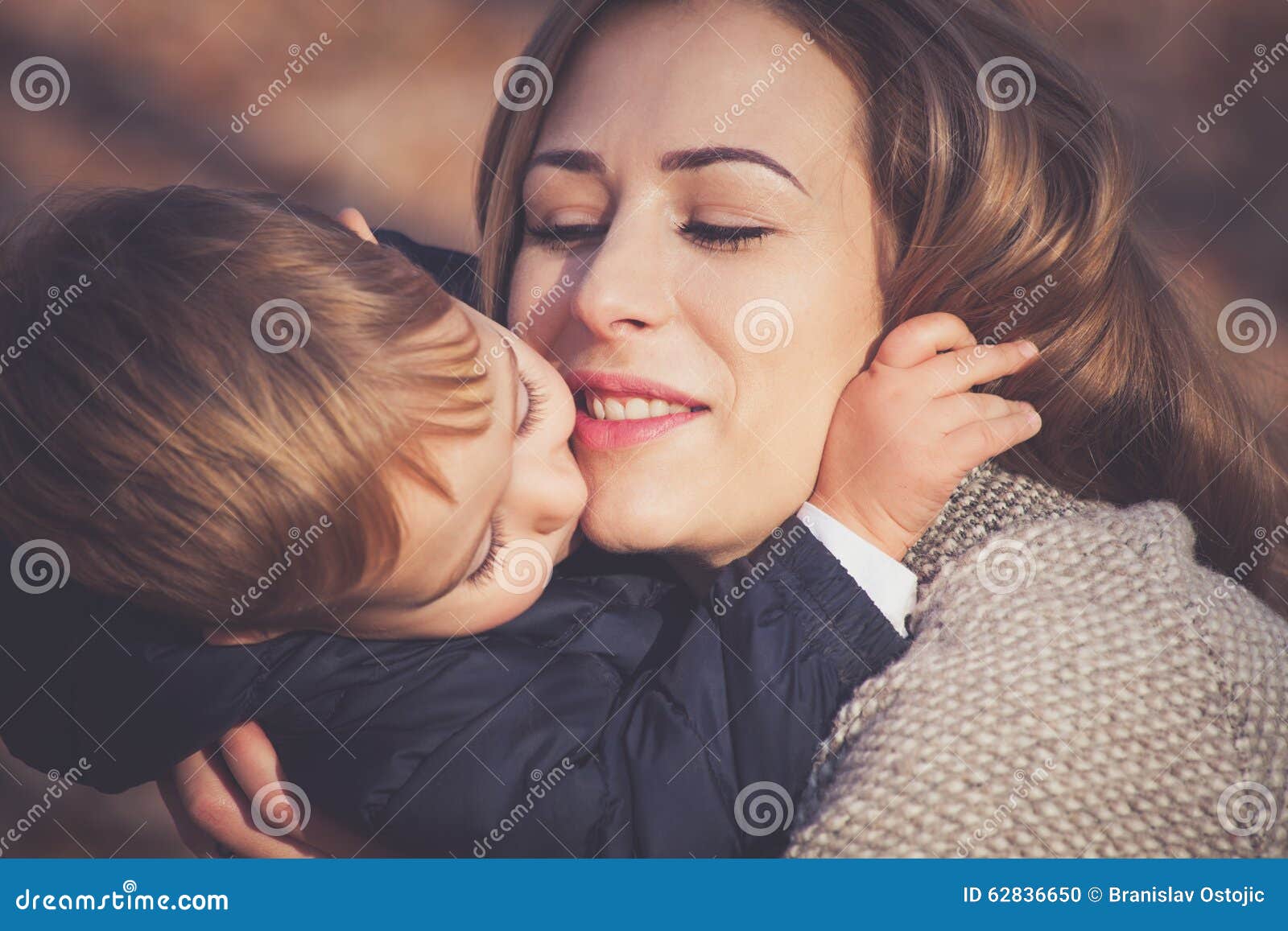 Son And Mom In Hug Stock Photo Image Of Focus Happ