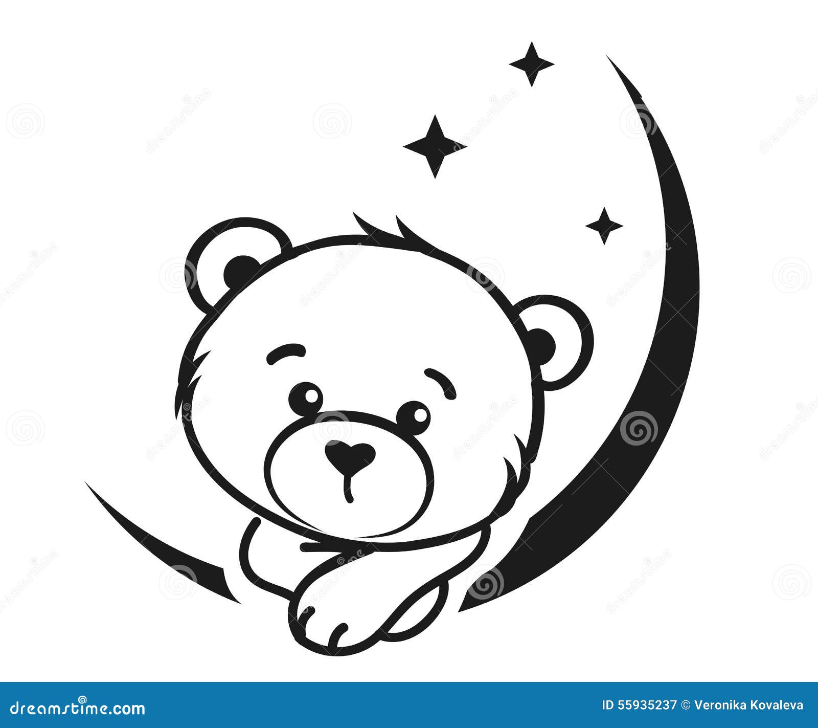 Sonhador Do Urso Em Preto E Branco Ilustracao Do Vetor Ilustracao De Sonhador Preto 55935237