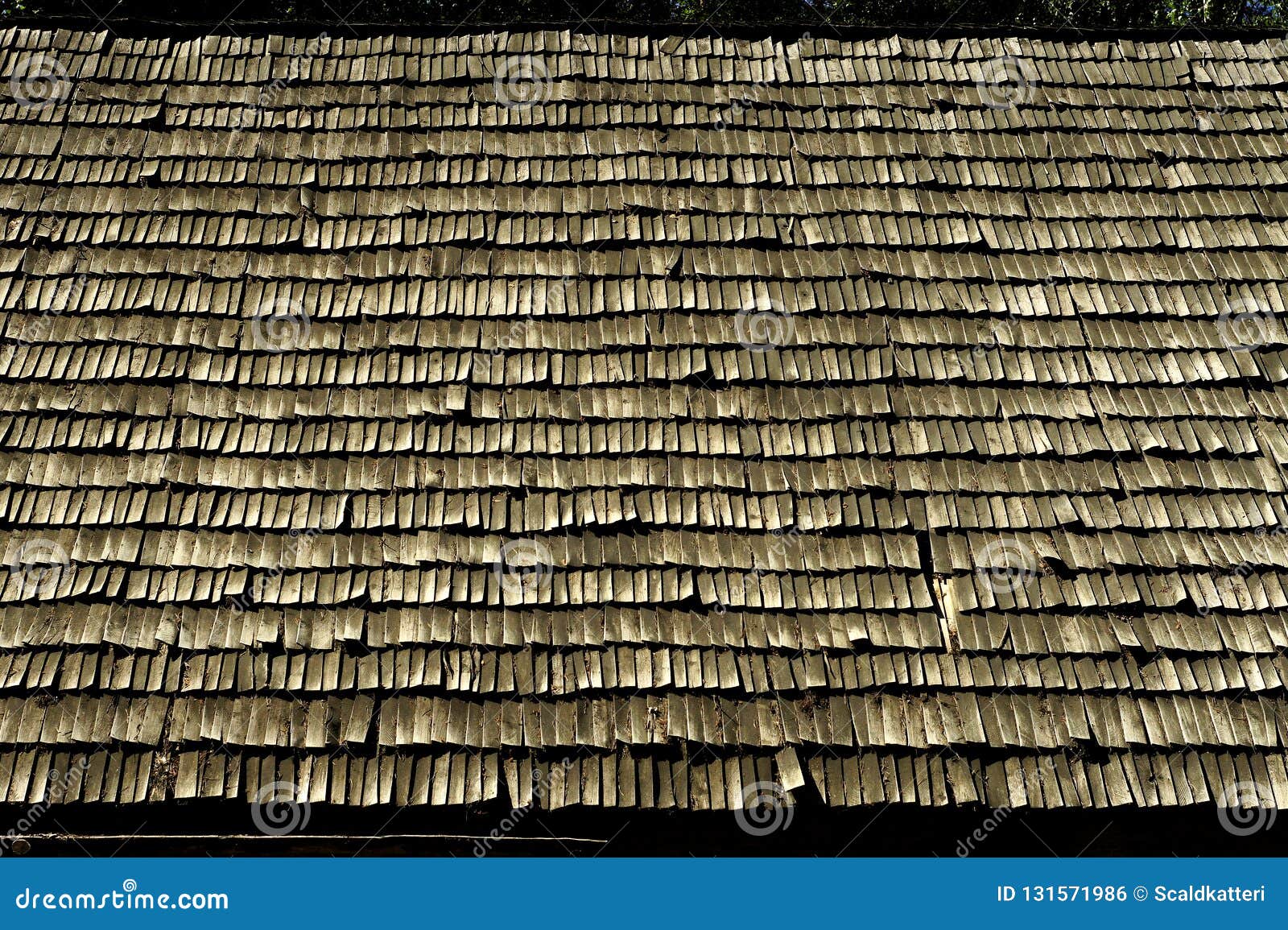 Wooden Lath Shingles at the Old Traditional Village House Roof, Latvia