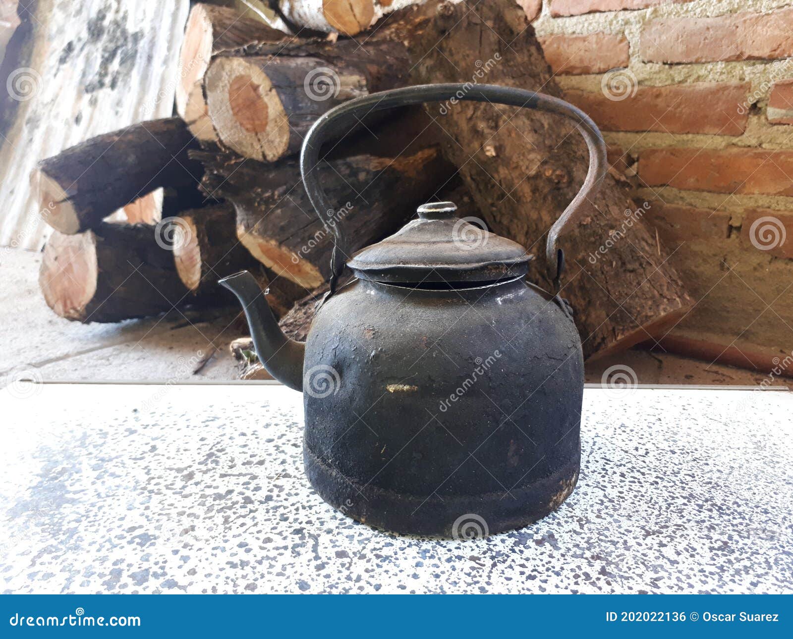 Sooty Kettle from the Smoke from the Wood Fire Stock Photo Image of