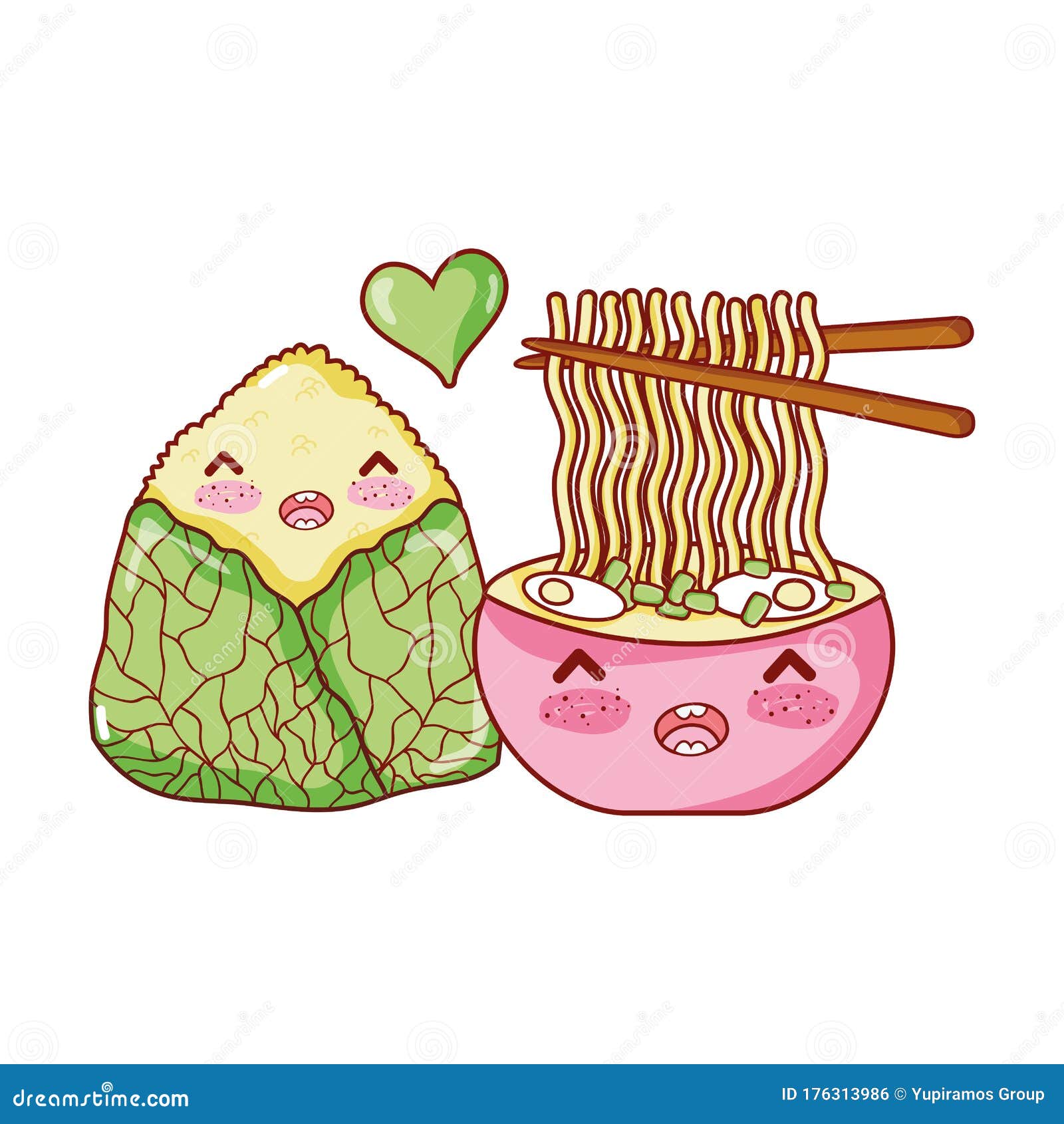 comida para bolo de arroz kawaii desenho japonês 1845873 Vetor no Vecteezy