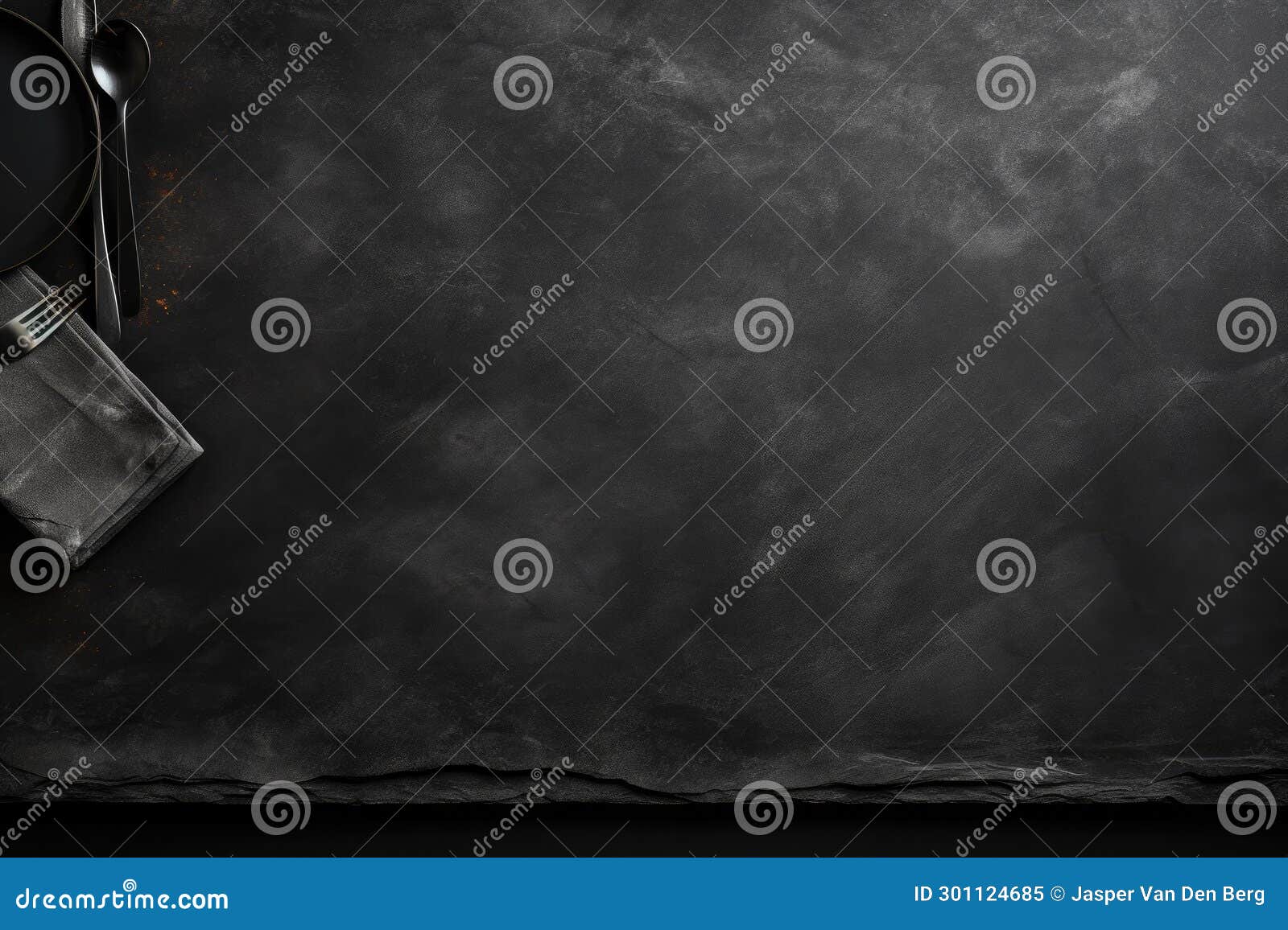 elegant dark table setting with cutlery and napkin, ai generated