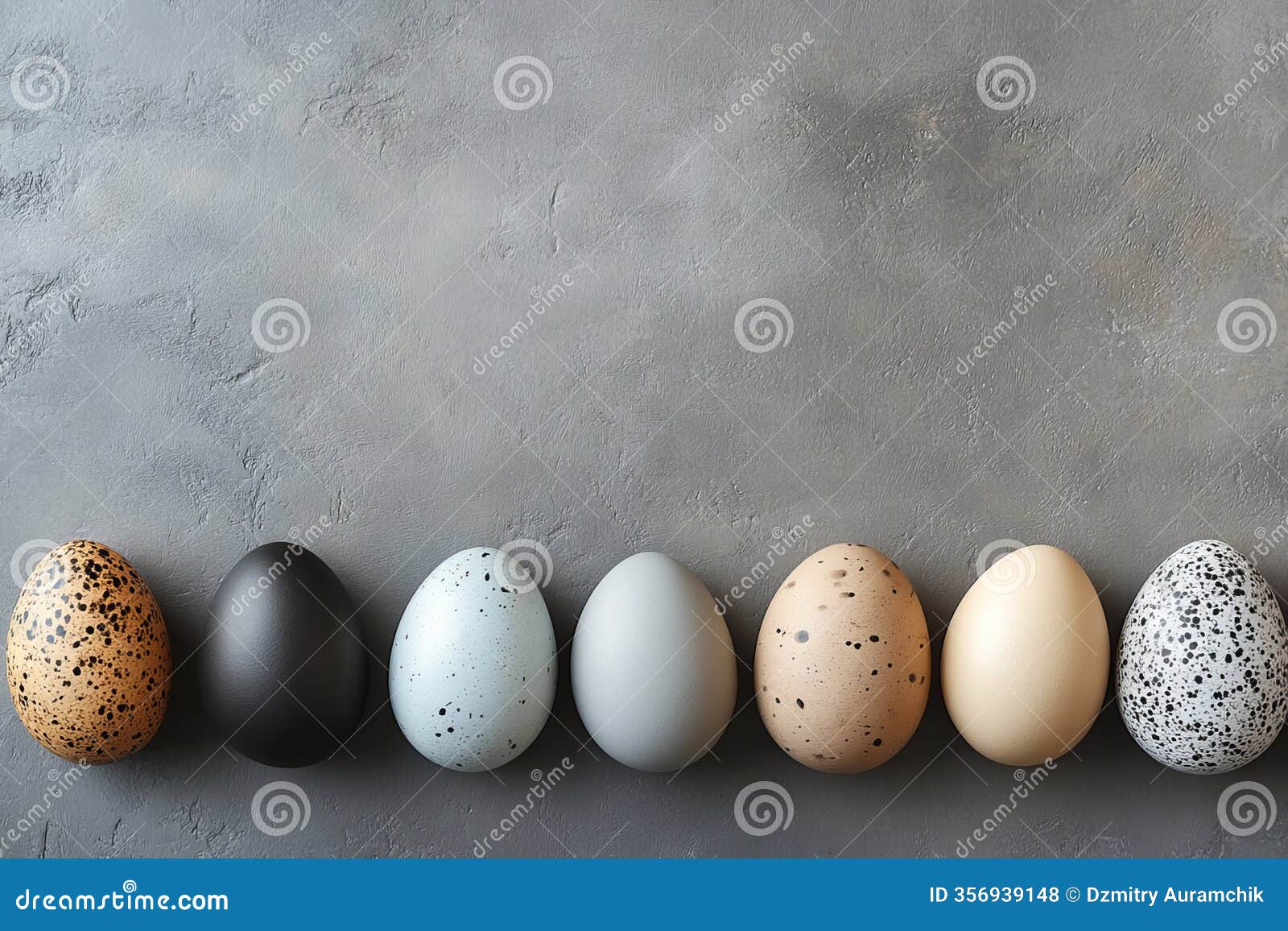 a sophisticated easter egg display in dark shades on a grey background, emphasizing holidays, traditions, and the easter