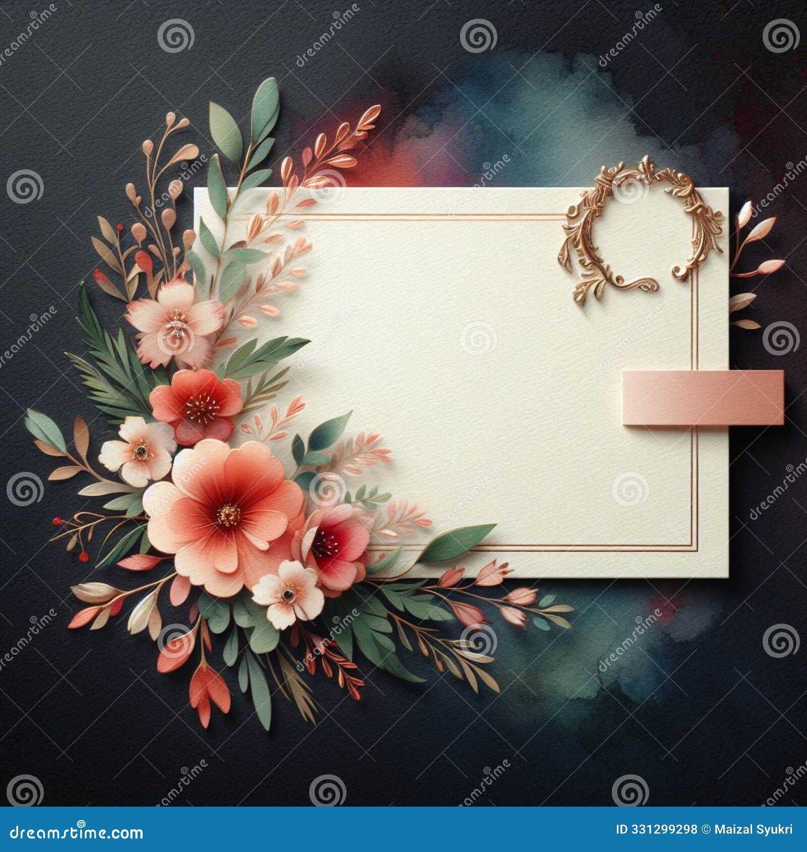 sophisticated floral frame on dark background