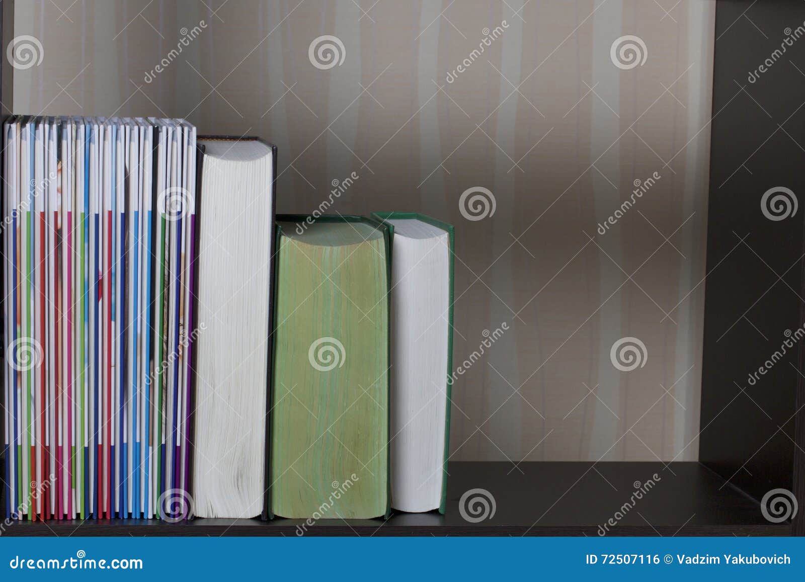 Soporte De Libros En Un Estante En La Biblioteca Foto de archivo